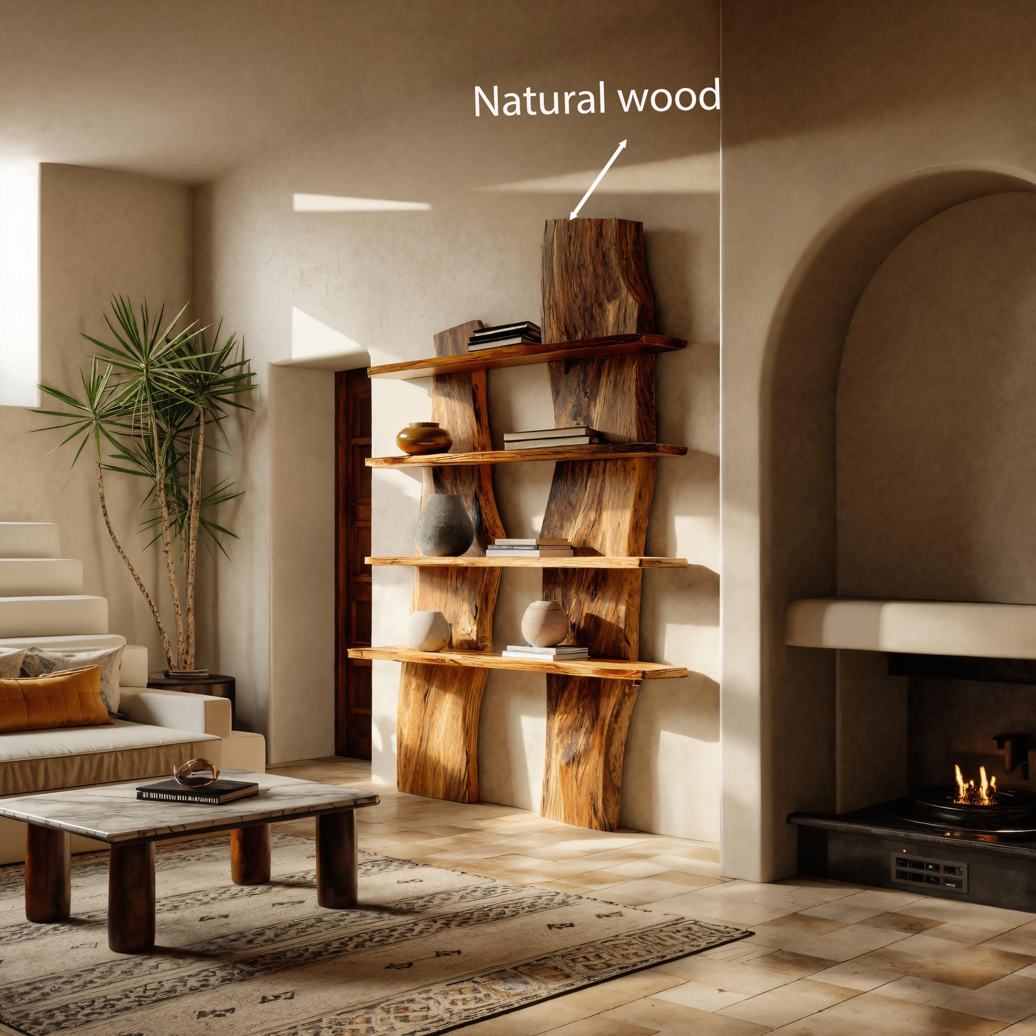 Modern Sculptural Floating Shelf Curved For Living Room Decoration RTTHTTFL028