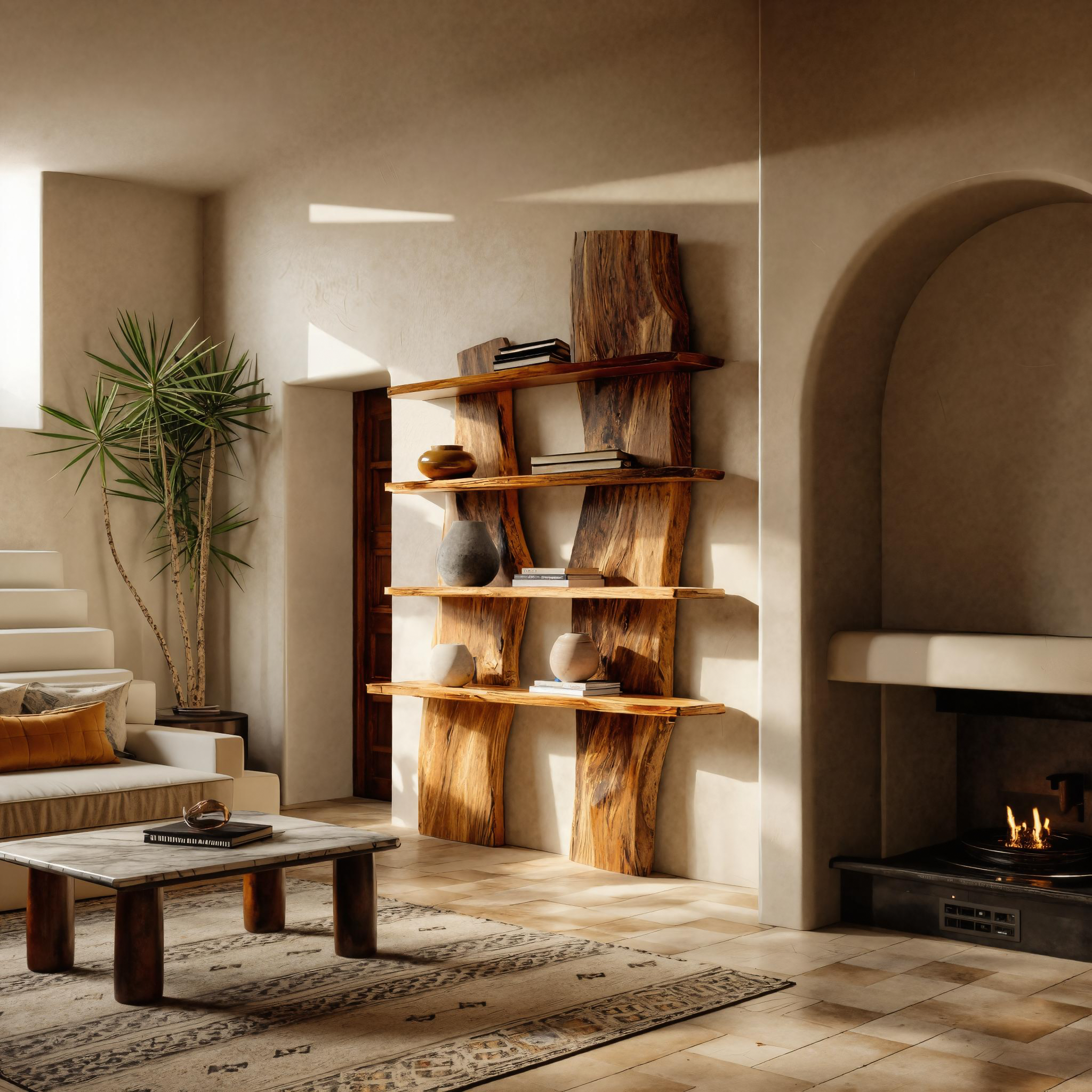 Modern Sculptural Floating Shelf Curved For Living Room Decoration RTTHTTFL028