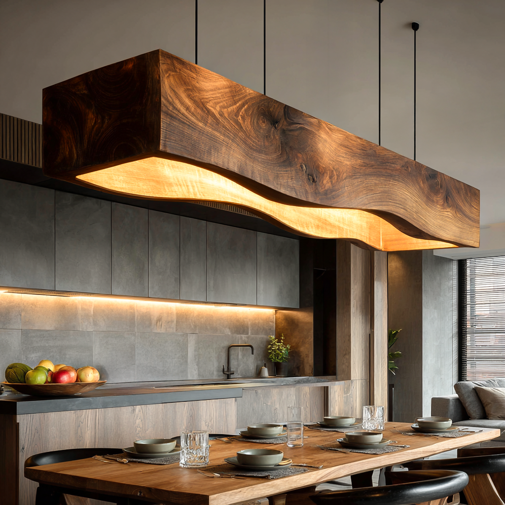 Long Wooden Hanging Lamp For Dining Tables RTTHTTCE010