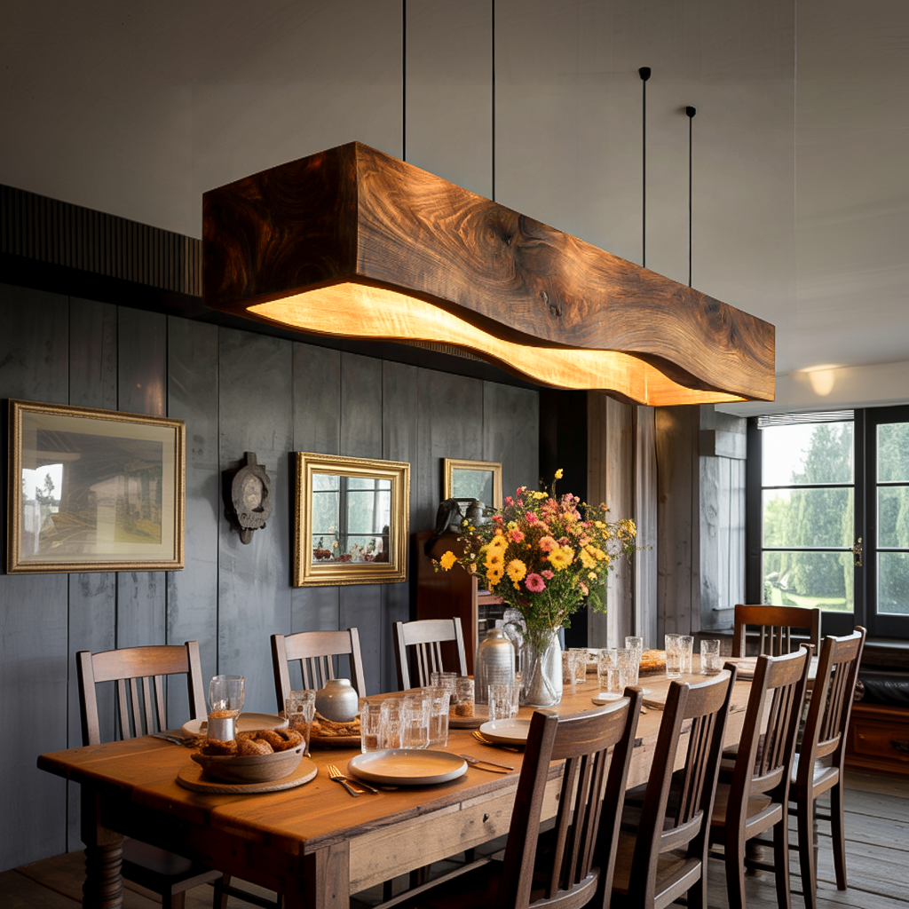 Long Wooden Hanging Lamp For Dining Tables RTTHTTCE010