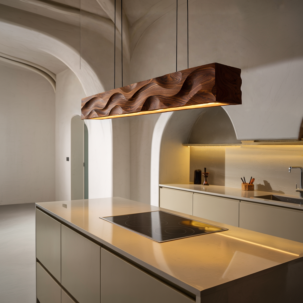 Modern Pendant Lighting With Carved Wave For Dining Area RTTHTTCE013