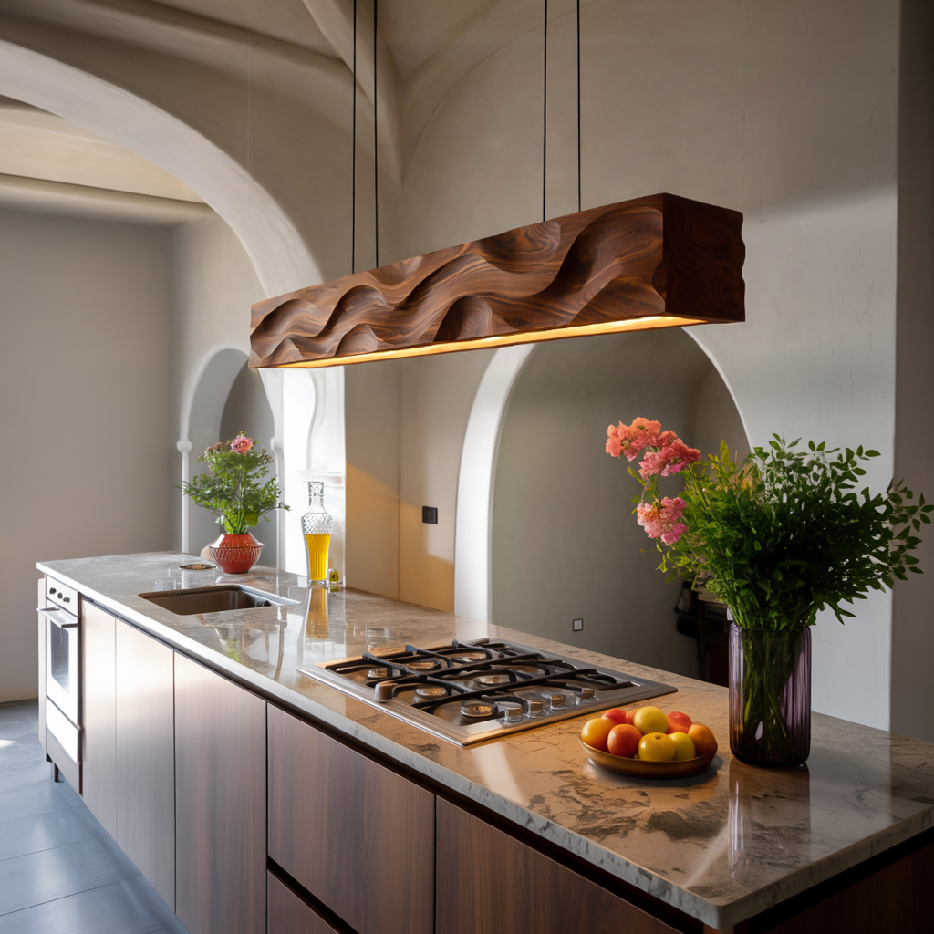 Modern Pendant Lighting With Carved Wave For Dining Area RTTHTTCE013