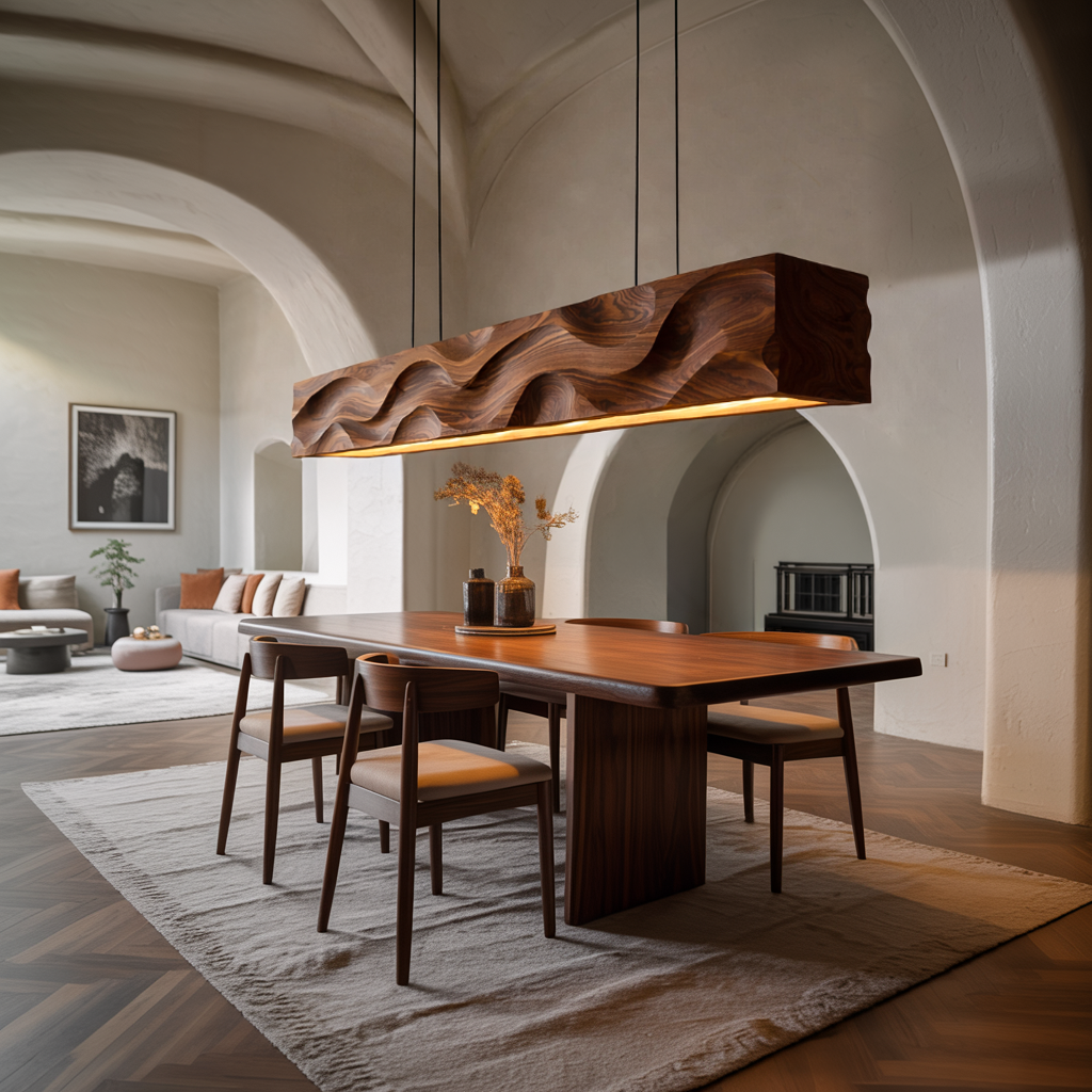 Modern Pendant Lighting With Carved Wave For Dining Area RTTHTTCE013