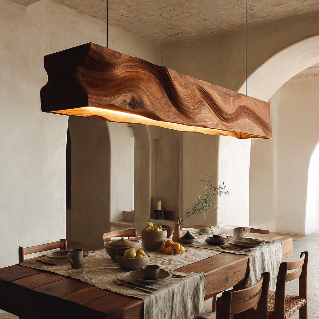 Handcrafted Pendant Light With Wave Carved Surface For Kitchen RTTHTTCE014