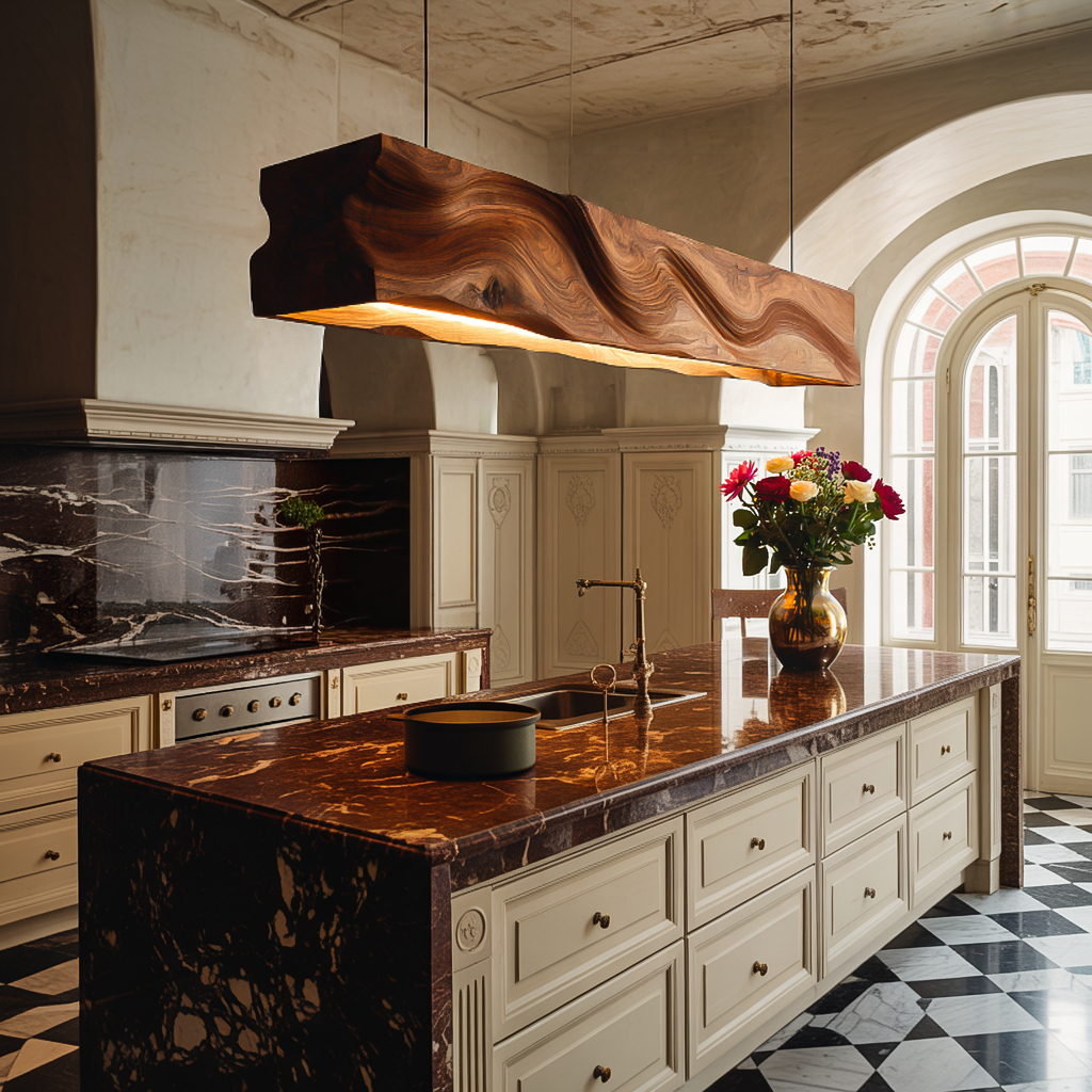 Handcrafted Pendant Light With Wave Carved Surface For Kitchen RTTHTTCE014
