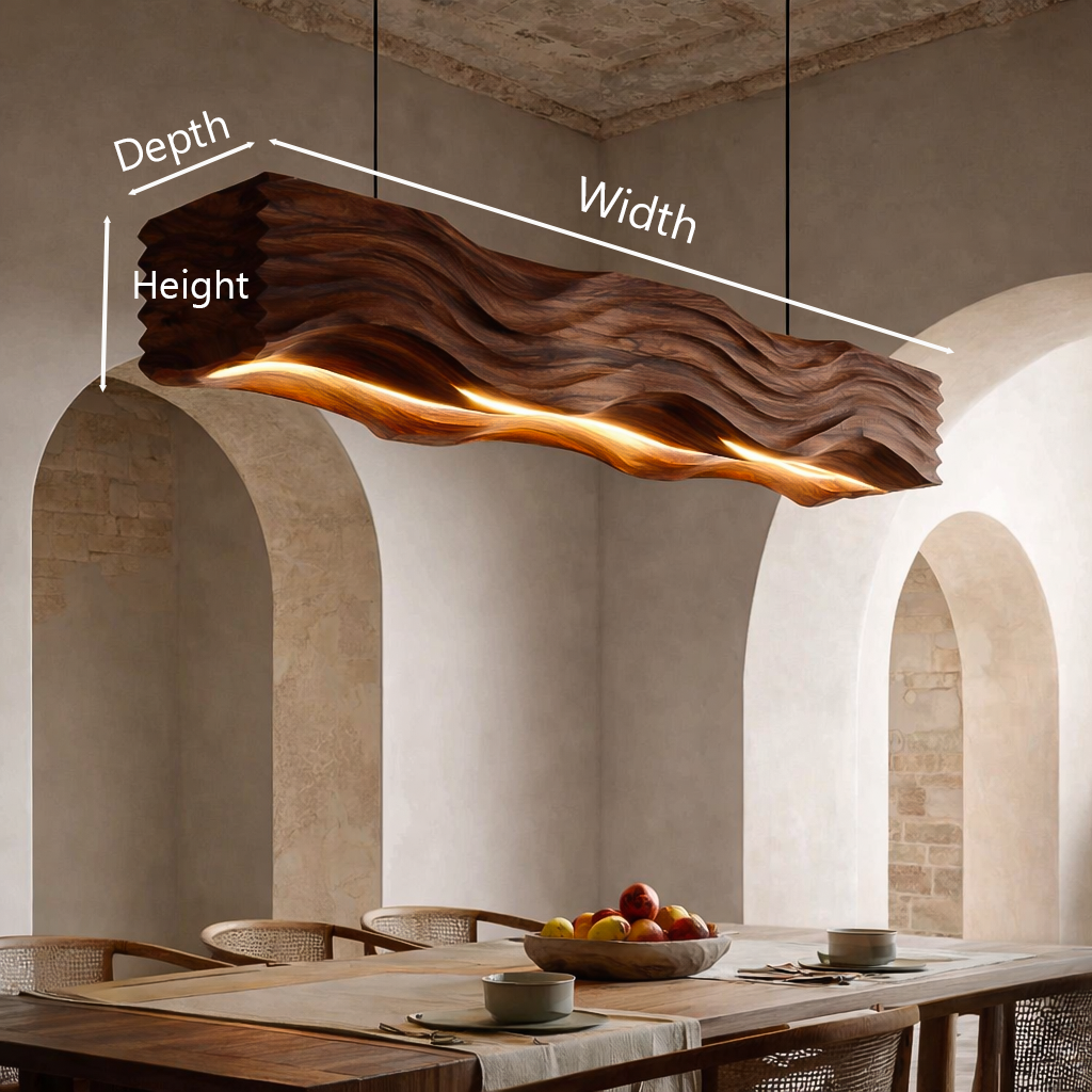 Sculpted Hanging Lamp Featuring Flowing Wave Carving For Dining RTTHTTCE015