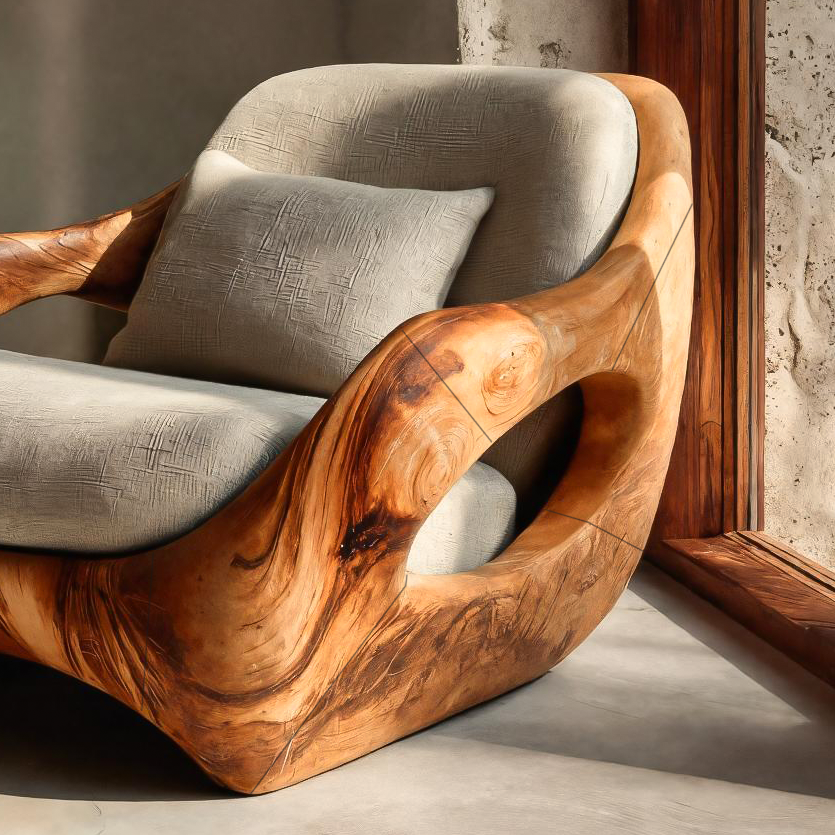 Artistic Organic Lounge Seating Open Carved Frame For Living Room RTTHTTACC012