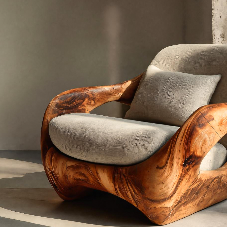 Artistic Organic Lounge Seating Open Carved Frame For Living Room RTTHTTACC012