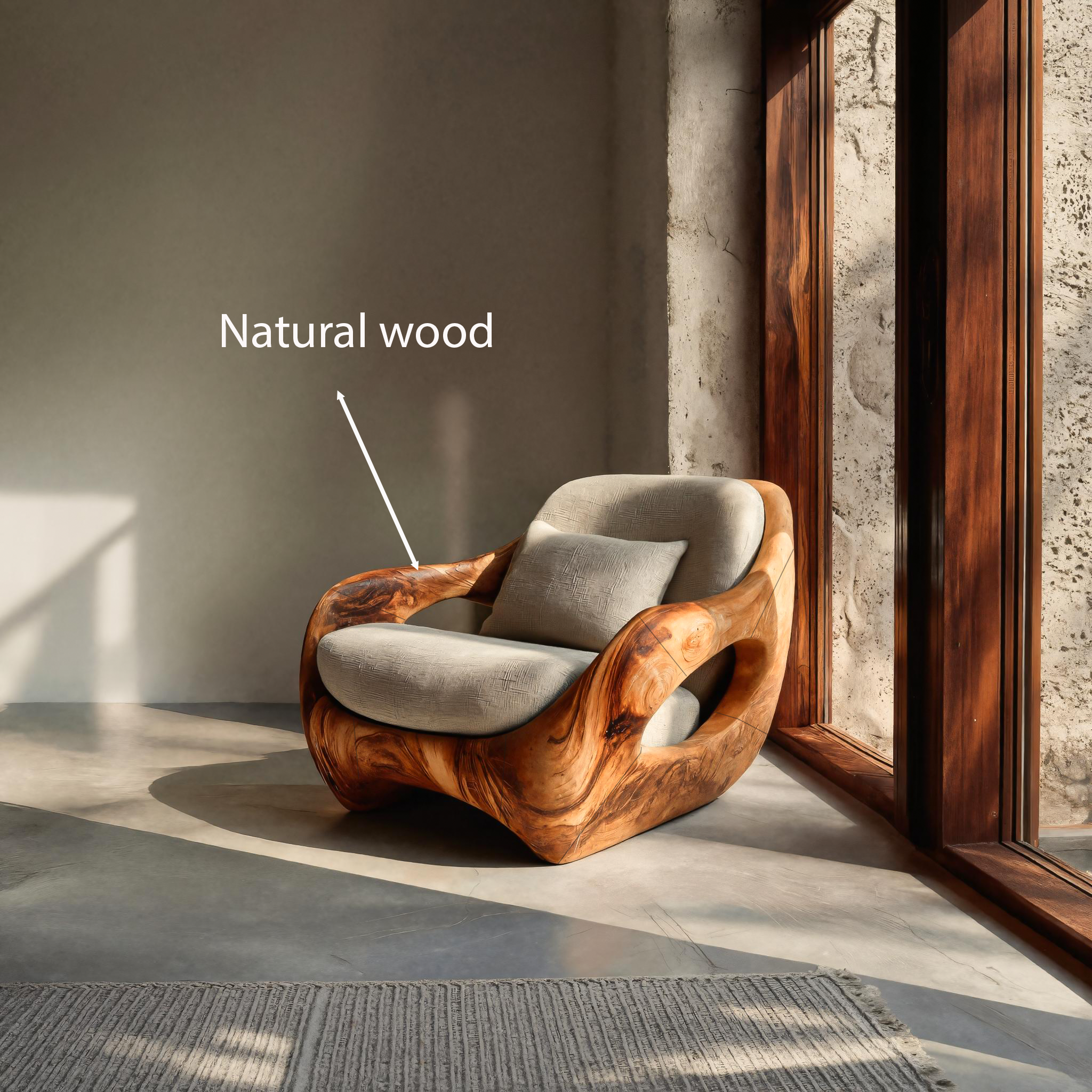 Artistic Organic Lounge Seating Open Carved Frame For Living Room RTTHTTACC012