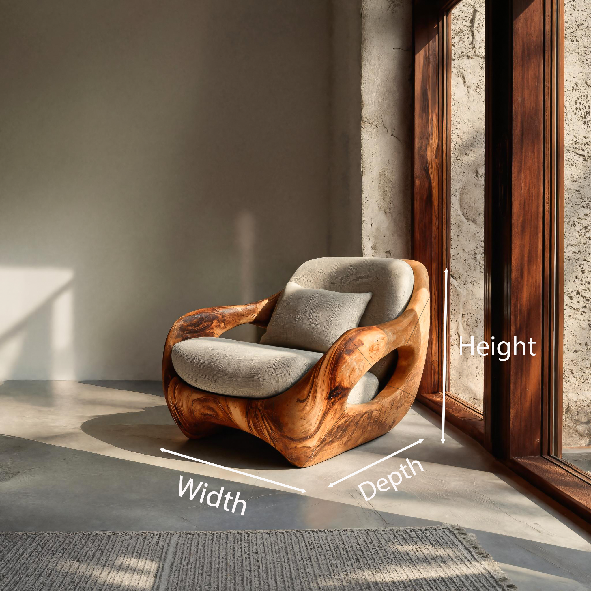 Artistic Organic Lounge Seating Open Carved Frame For Living Room RTTHTTACC012
