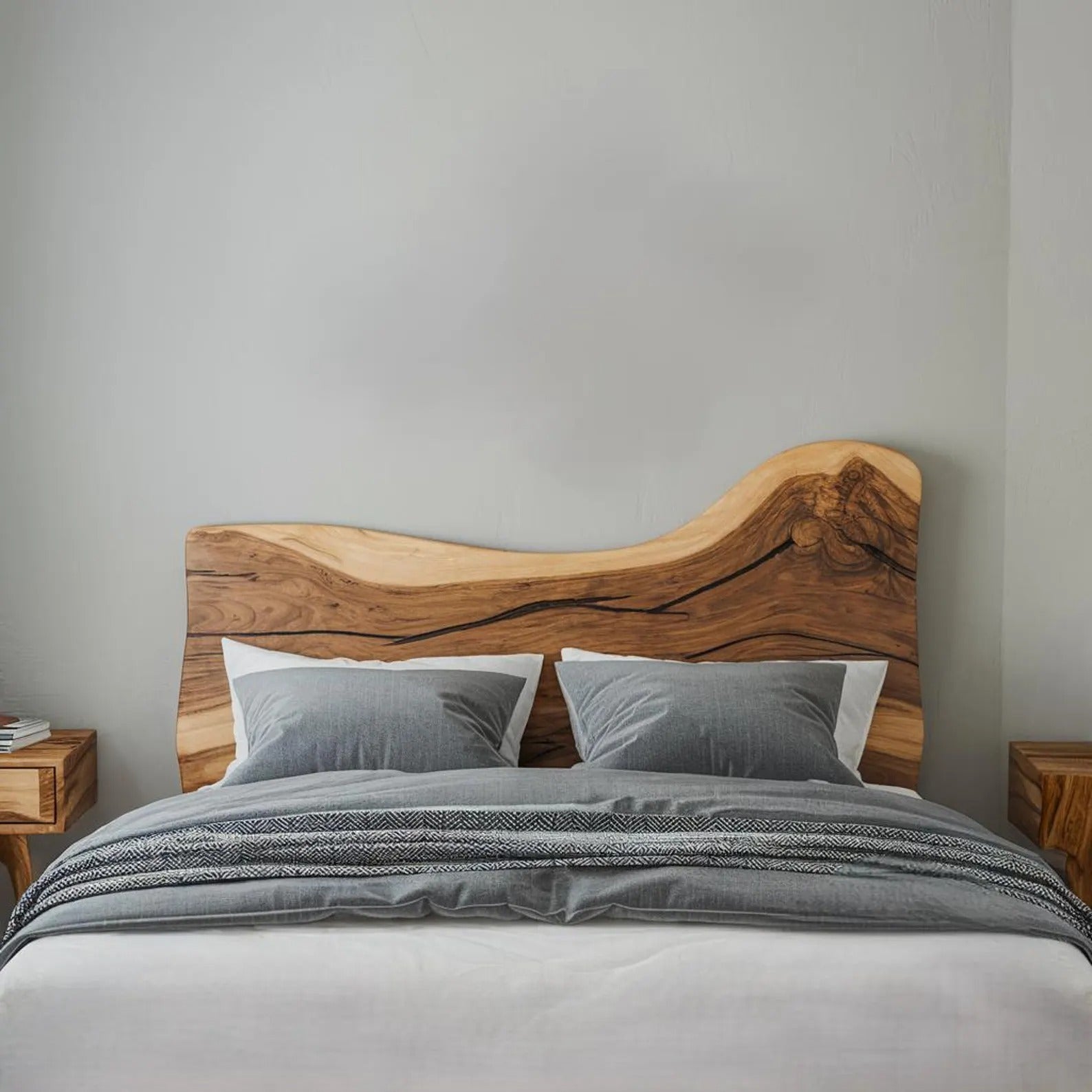 Rustic Modern Bed With Live Edge Headboard Design SITHWO007