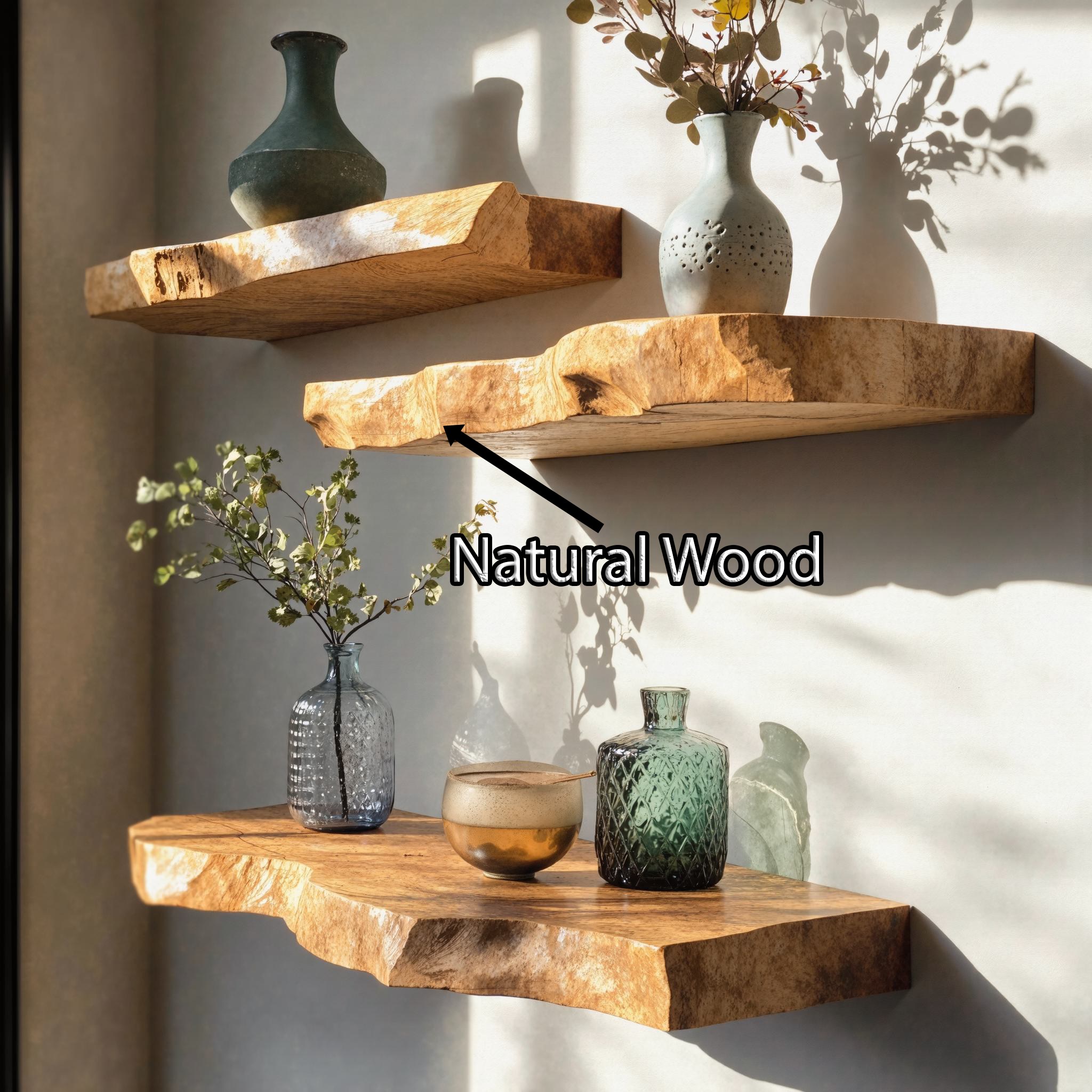 Rustic Wooden Floating Shelf With Live Edge for Entryway Decor SILDTFL135