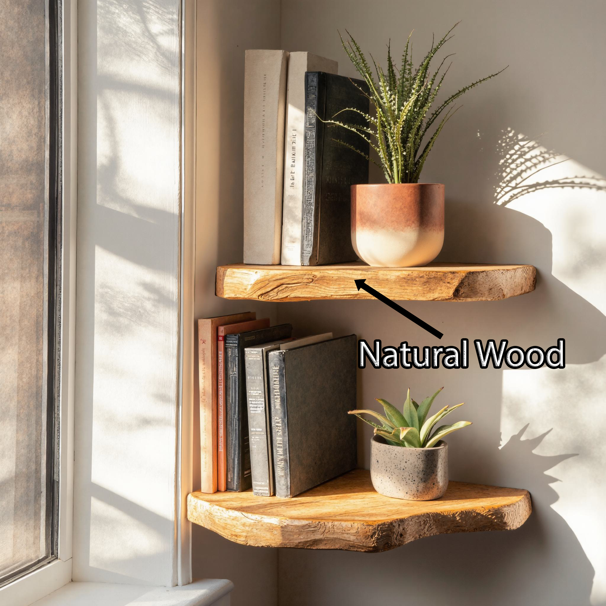 Rustic Wooden Floating Corner Shelves For Dining Room SILDTCN048