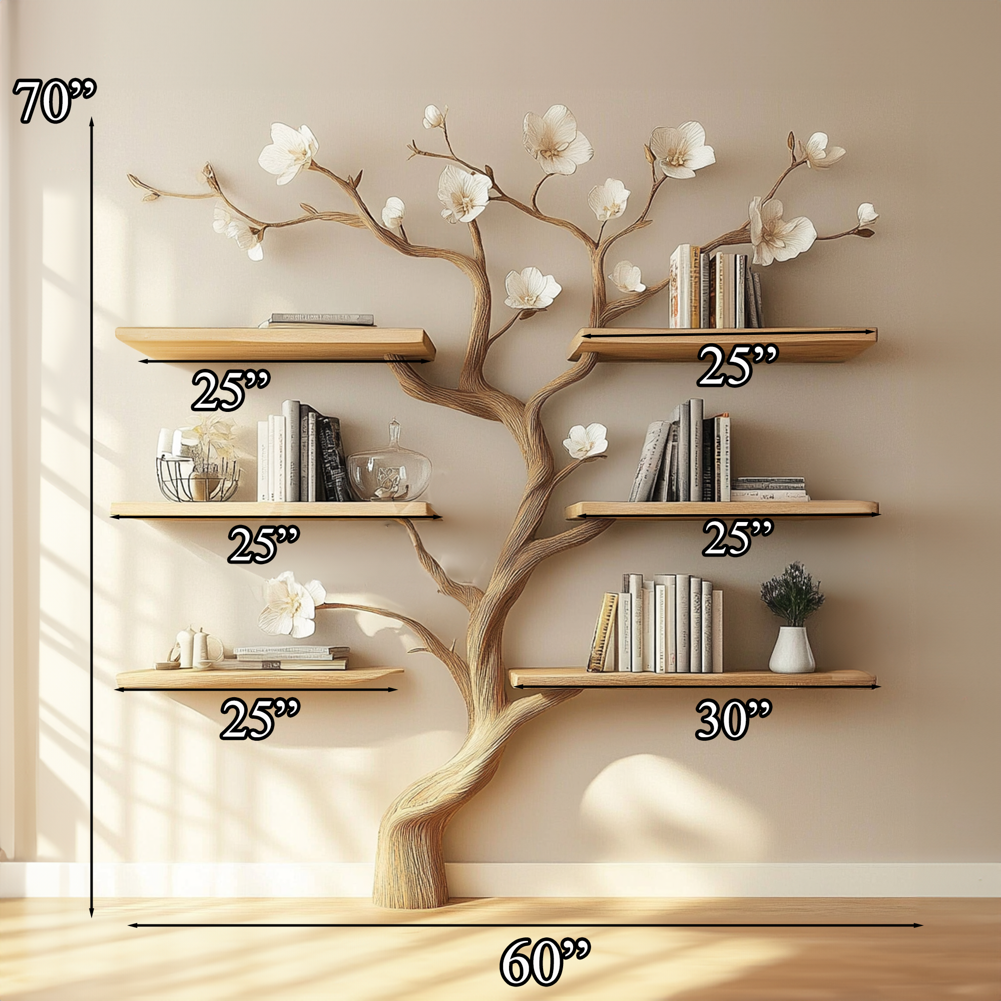 Tree Branch Bookshelve Wooden Handcrafted Natural Gift Handmade SINLTB132