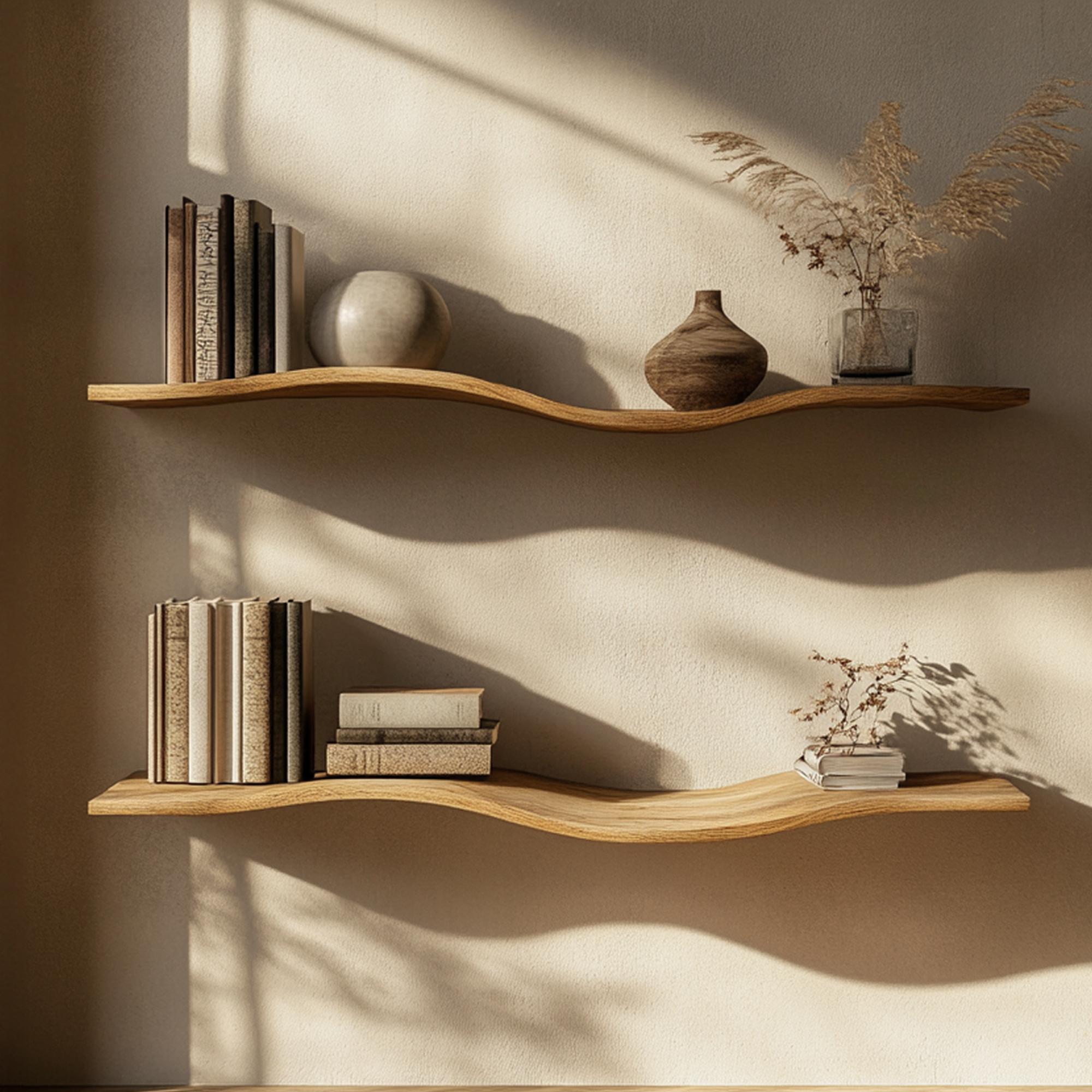Wavy Wall Shelf Long Floating Shelf Bed Room Modern Design SINLWV005