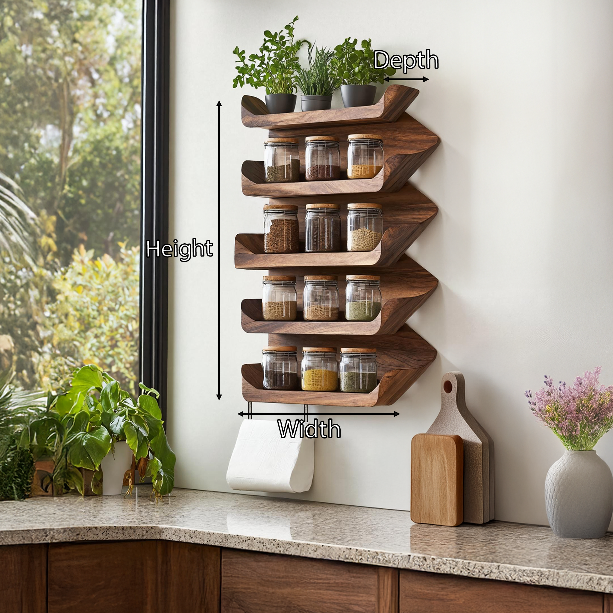 Wooden Spice Rack Mid Century Style For Entryway Design SILDTTRSRS007