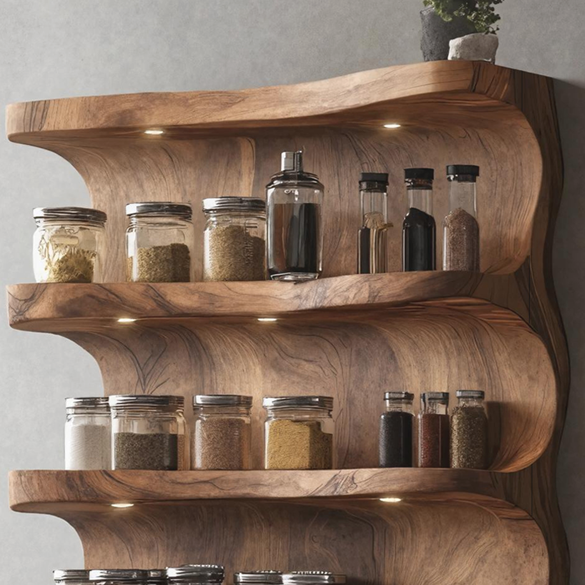 Rustic Wooden Spice Rack For Kitchen Countertop Decor SILDTTRSRS001