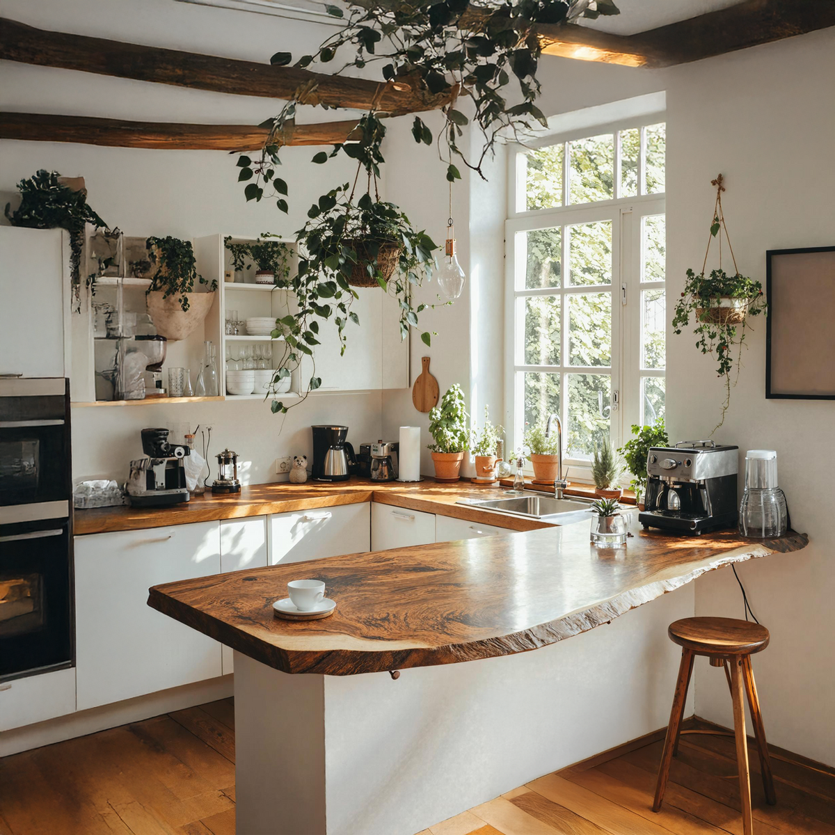 Mid Century Wooden Kitchen Countertop For Sleek Home Kitchen Design SI