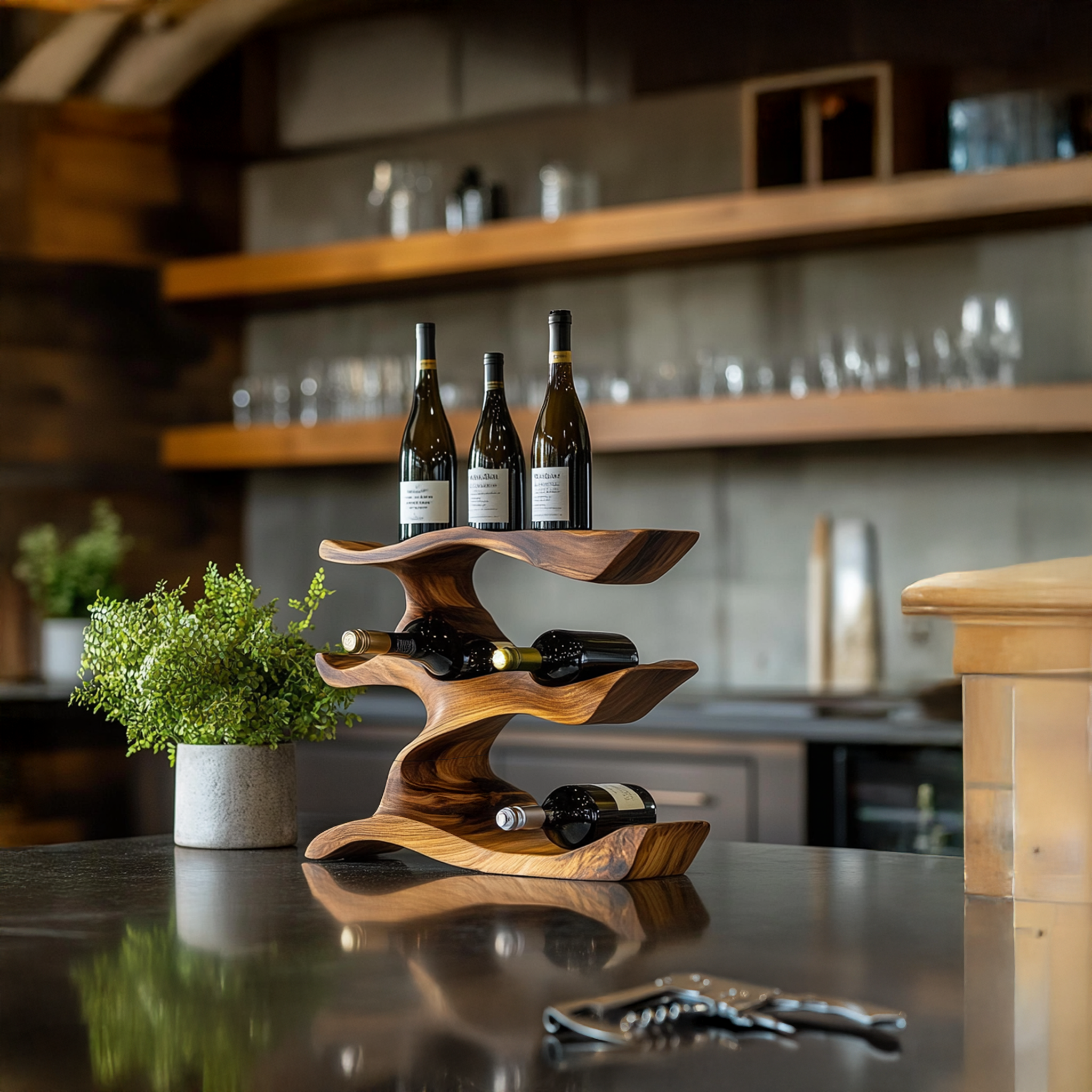 Mid Century Wine Holder For Living Room Modern Display SILDTTNWH001