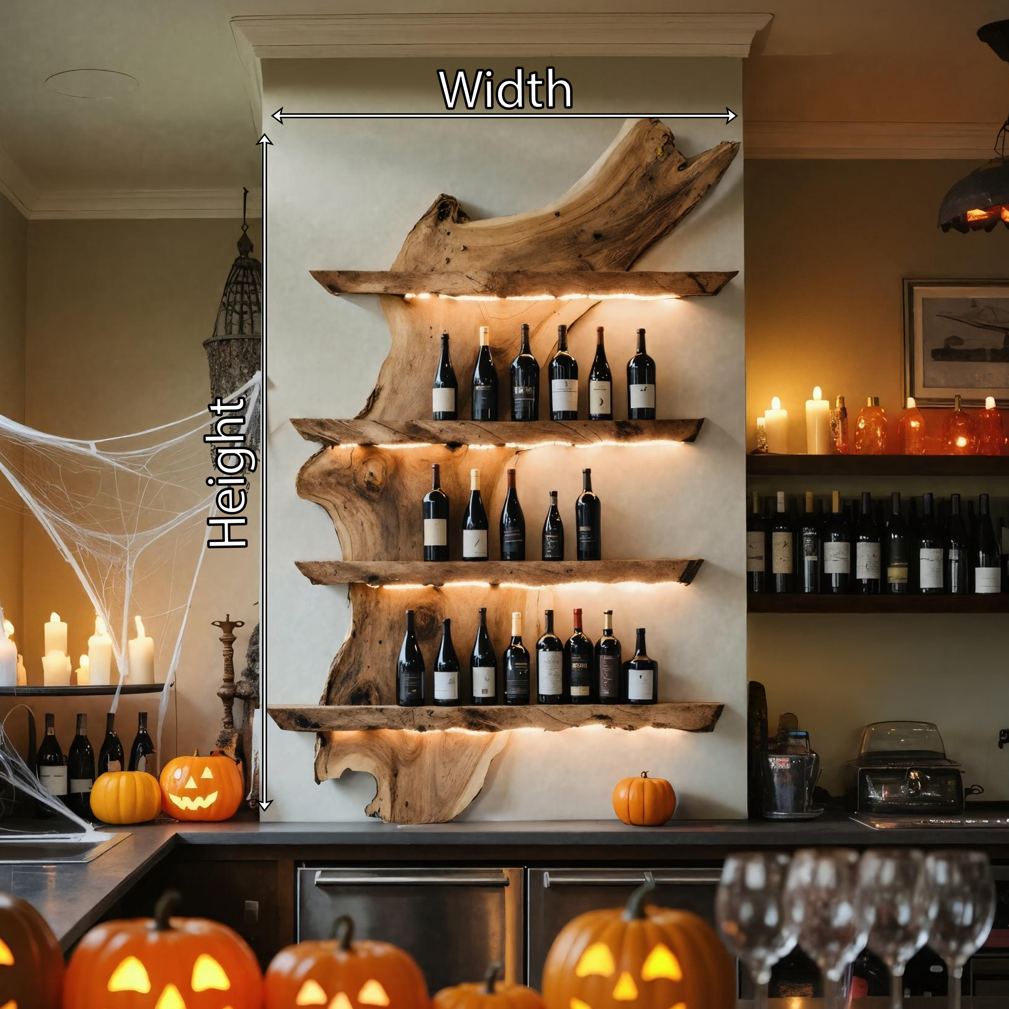 Handcrafted Solid Wood Wine Holder For Kitchen Halloween Style SILDTTRHWH002