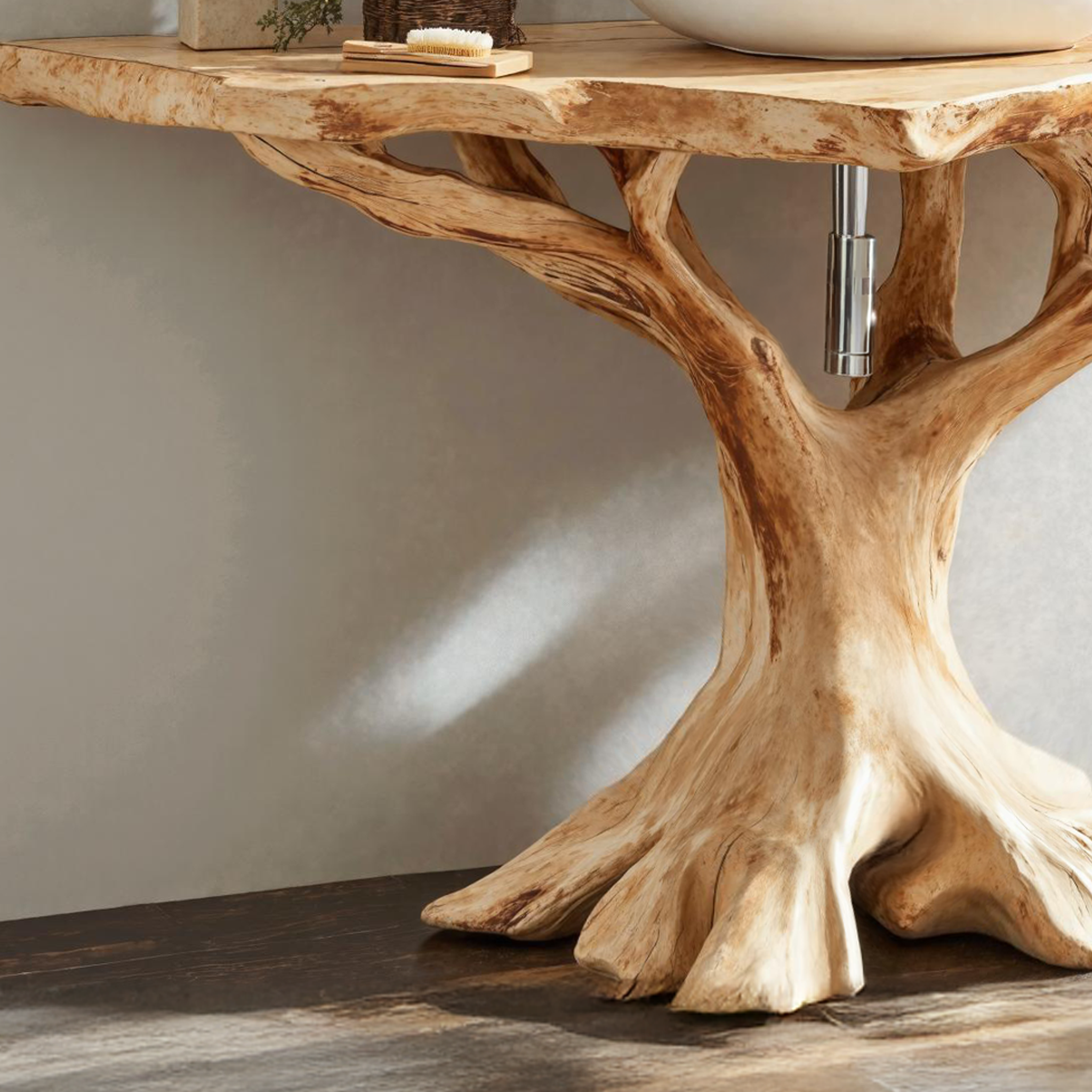 Live Edge Wood Bathroom Vanity Handcrafted For Nature-Inspired Spaces SILDTBRV135