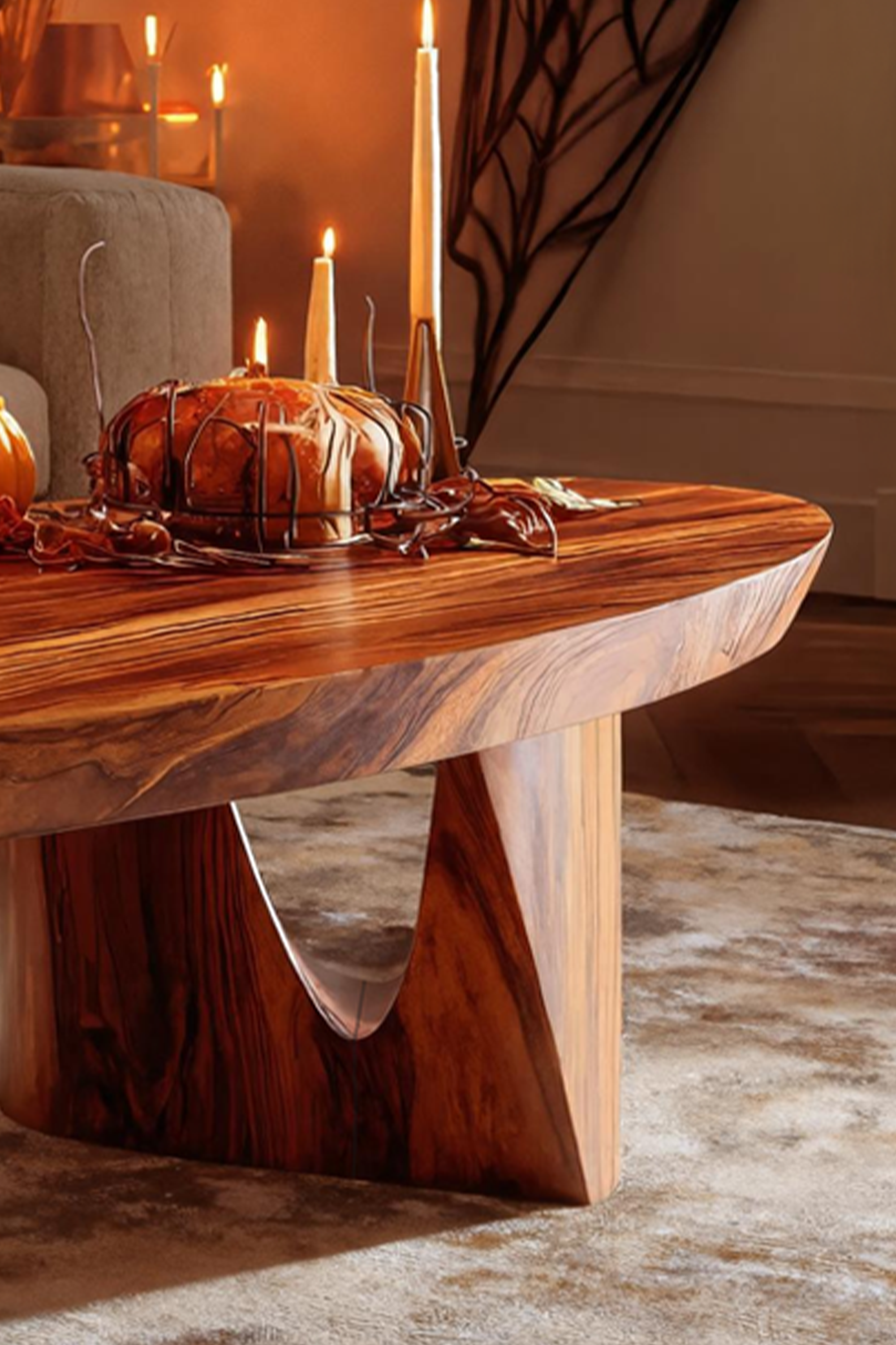 Farmhouse Wooden Live Edge Coffee Table For Living Room Halloween Decor SILDTTNHCF012