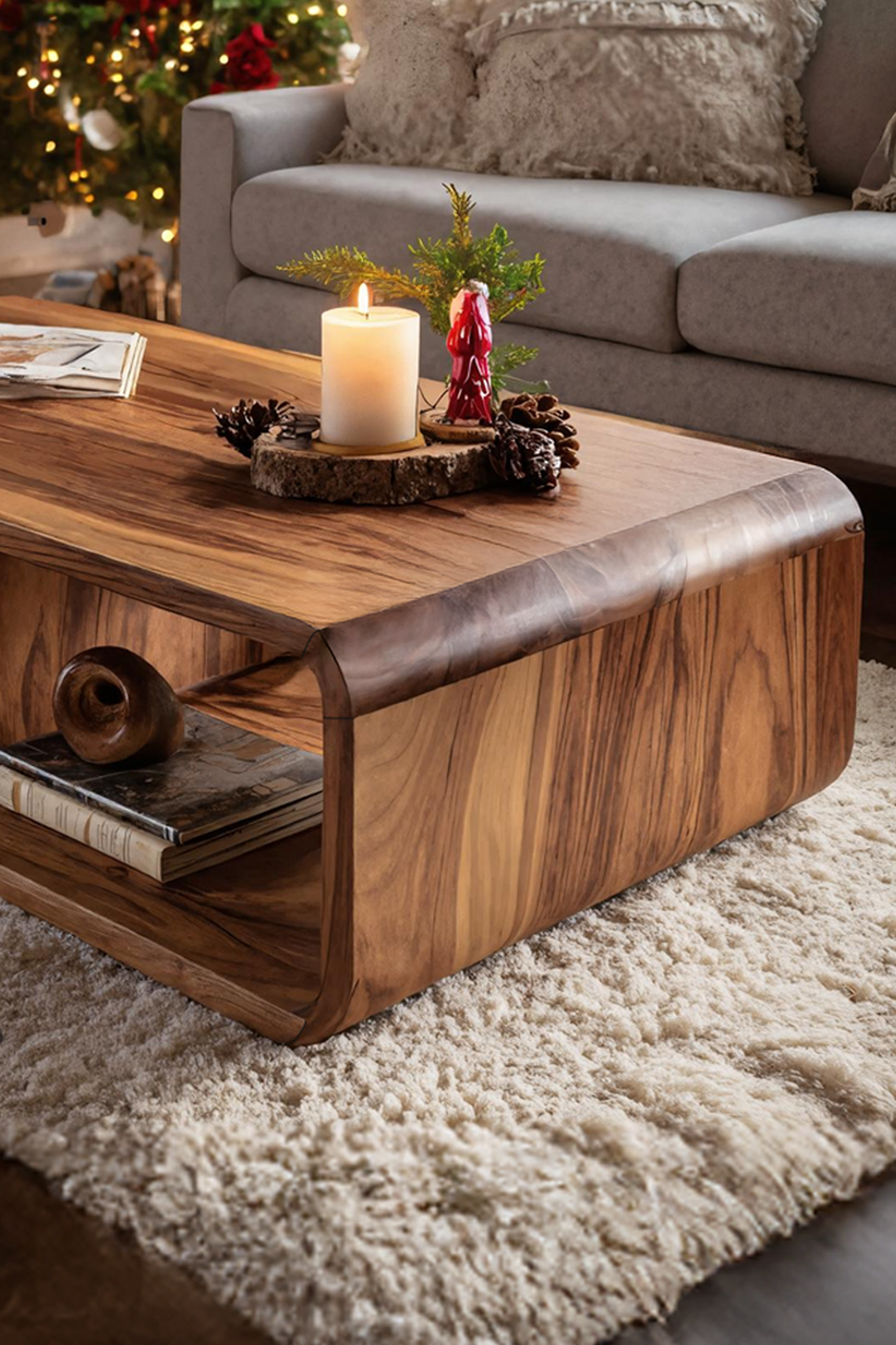 Handcrafted Wooden Coffee Table For Christmas Living Room Style SILDTTRCCF037