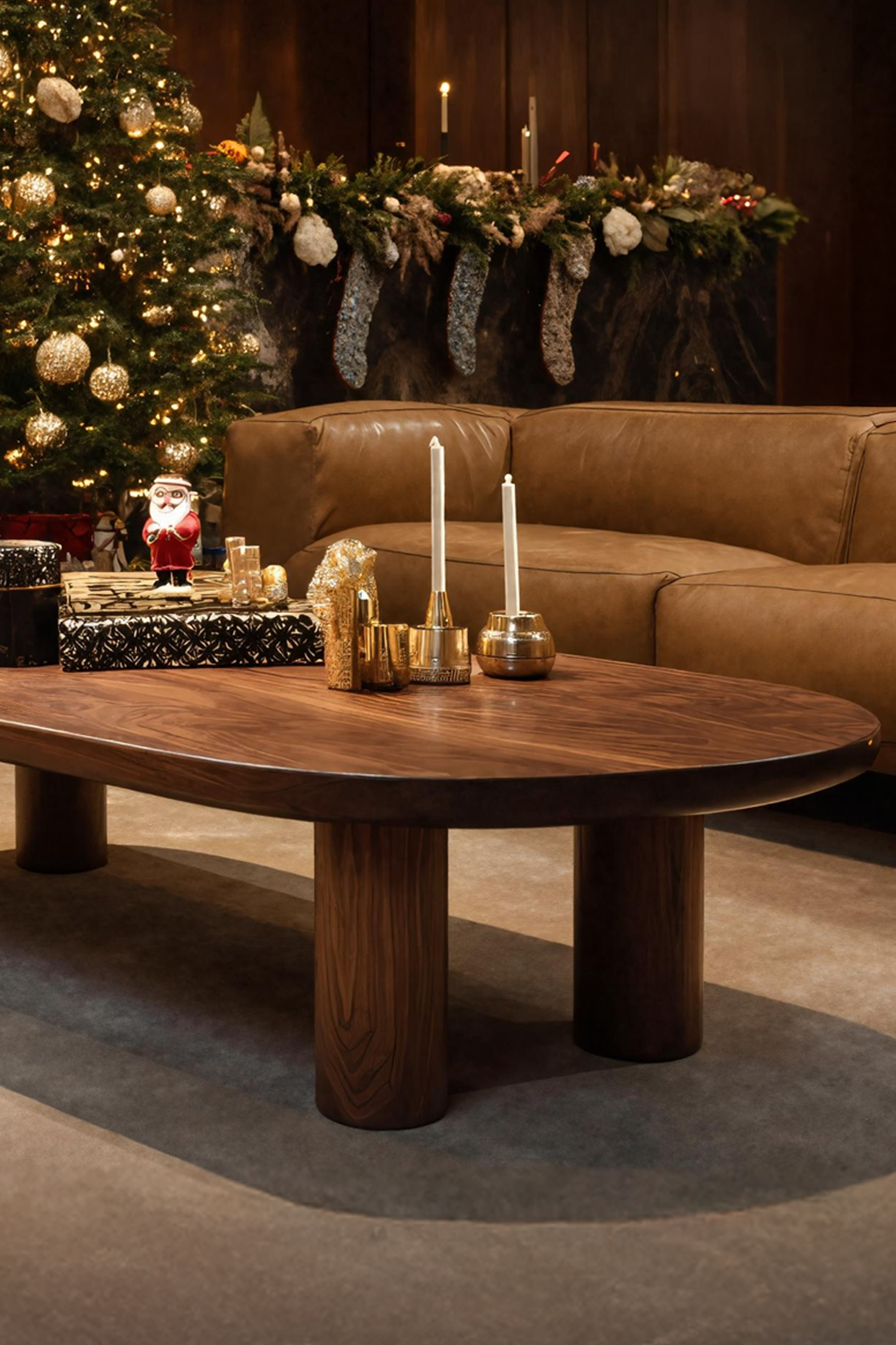 Rustic Handcrafted Coffee Table Solid Wood For Christmas Living Room SILDTTRCCF024