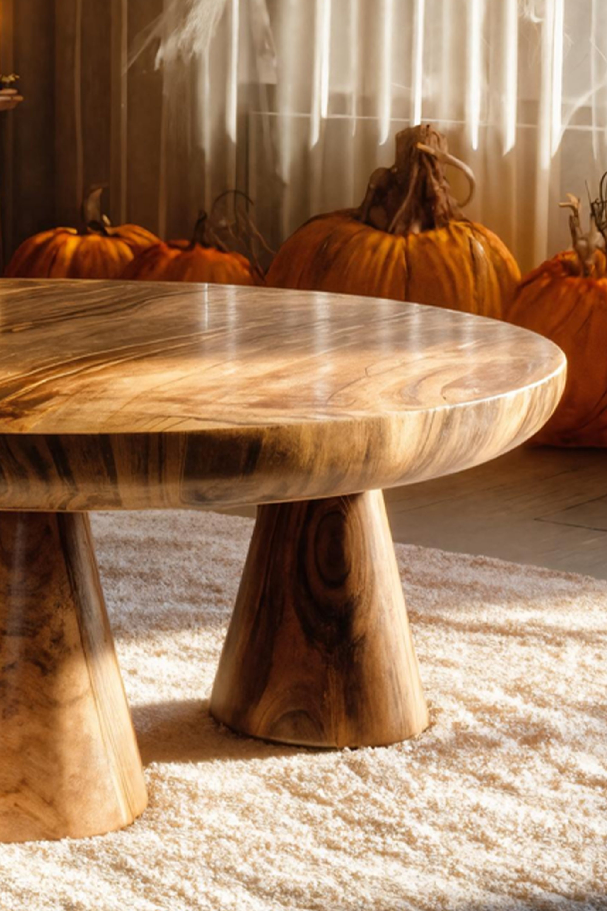 Handcrafted Wooden Live Edge Coffee Table Furniture Decor Pumpkin Season SILDTTNHCF017