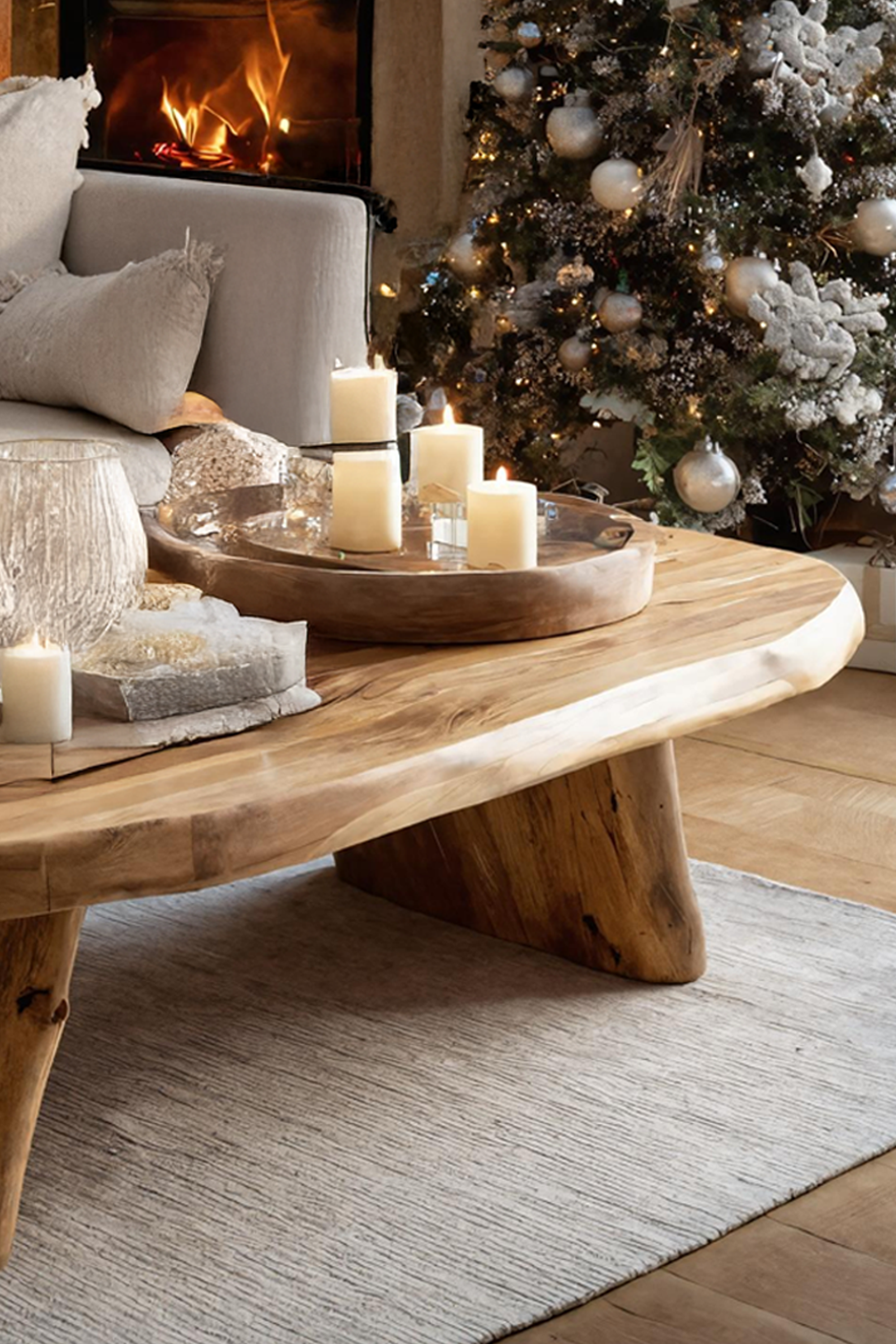 Rustic Handcrafted Wooden Coffee Table For Christmas Living Room SILDTTRCCF009