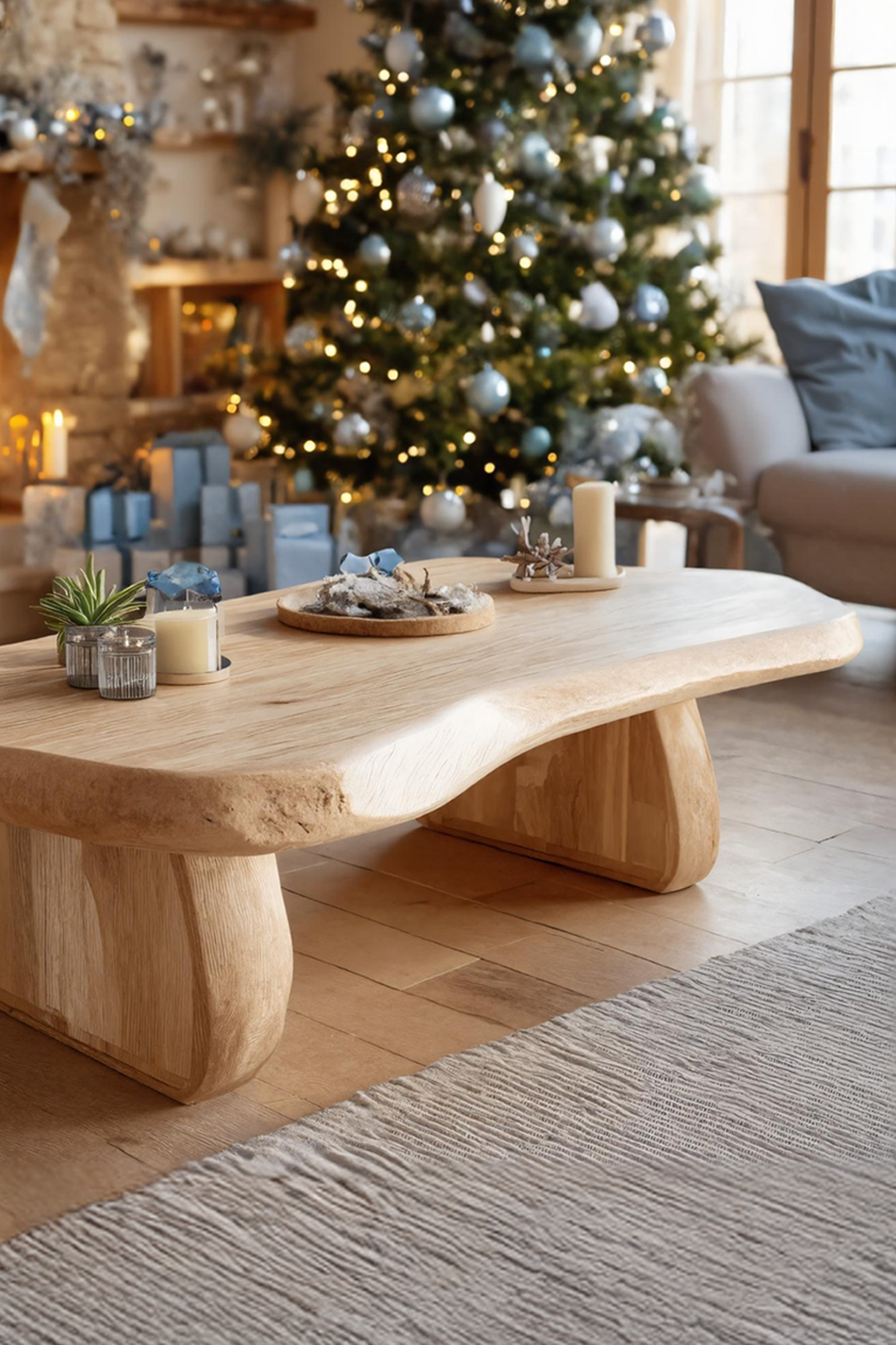 Rustic Farmhouse Solid Wood Coffee Table For Christmas Furniture Accent SILDTTRCCF031