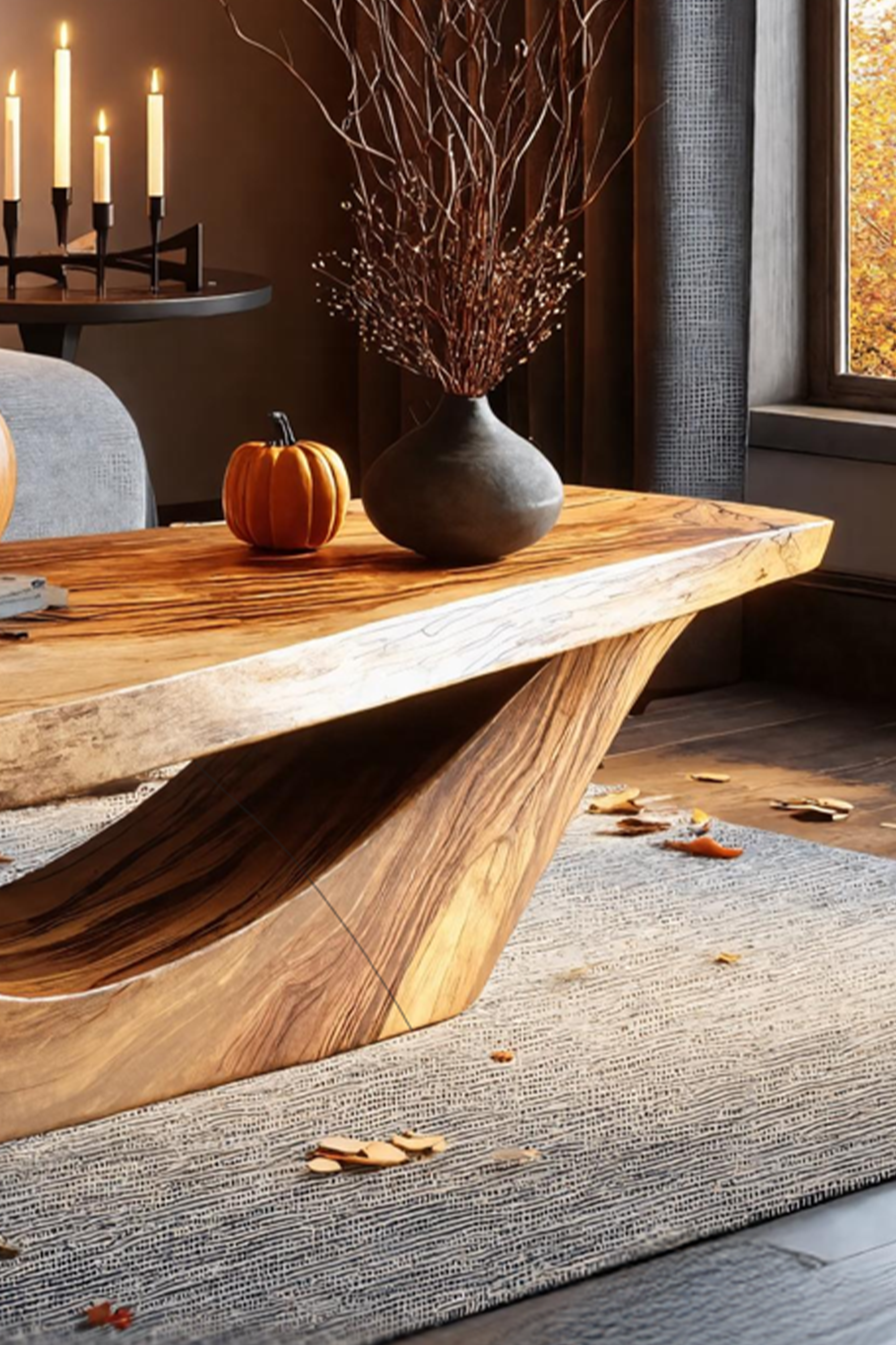 Handcrafted Wooden Live Edge Coffee Table For Furniture Decor Autumn SILDTTNHCF028