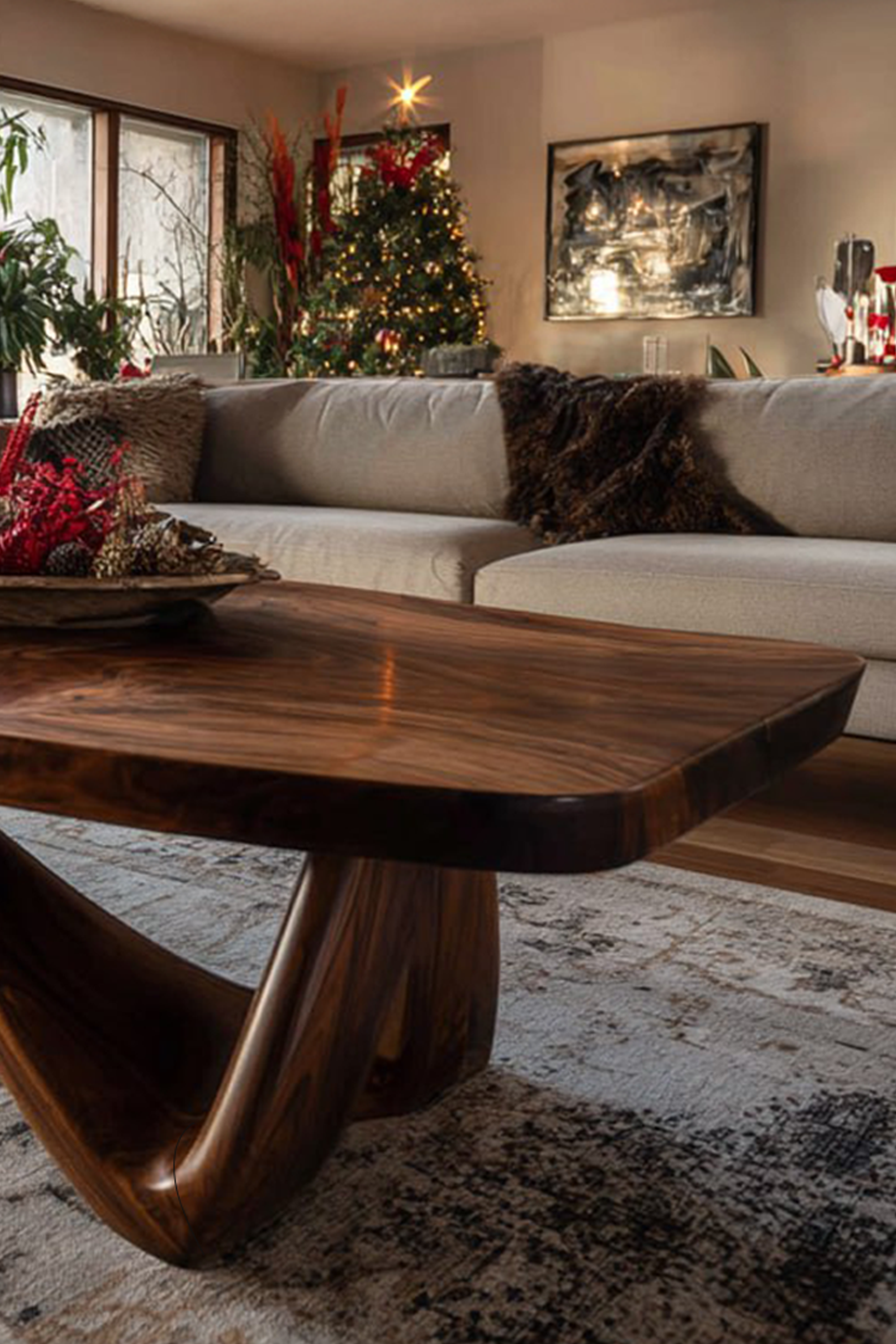 Handcrafted Wooden Solid Wood Coffee Table For Christmas Decor SILDTTRCCF020