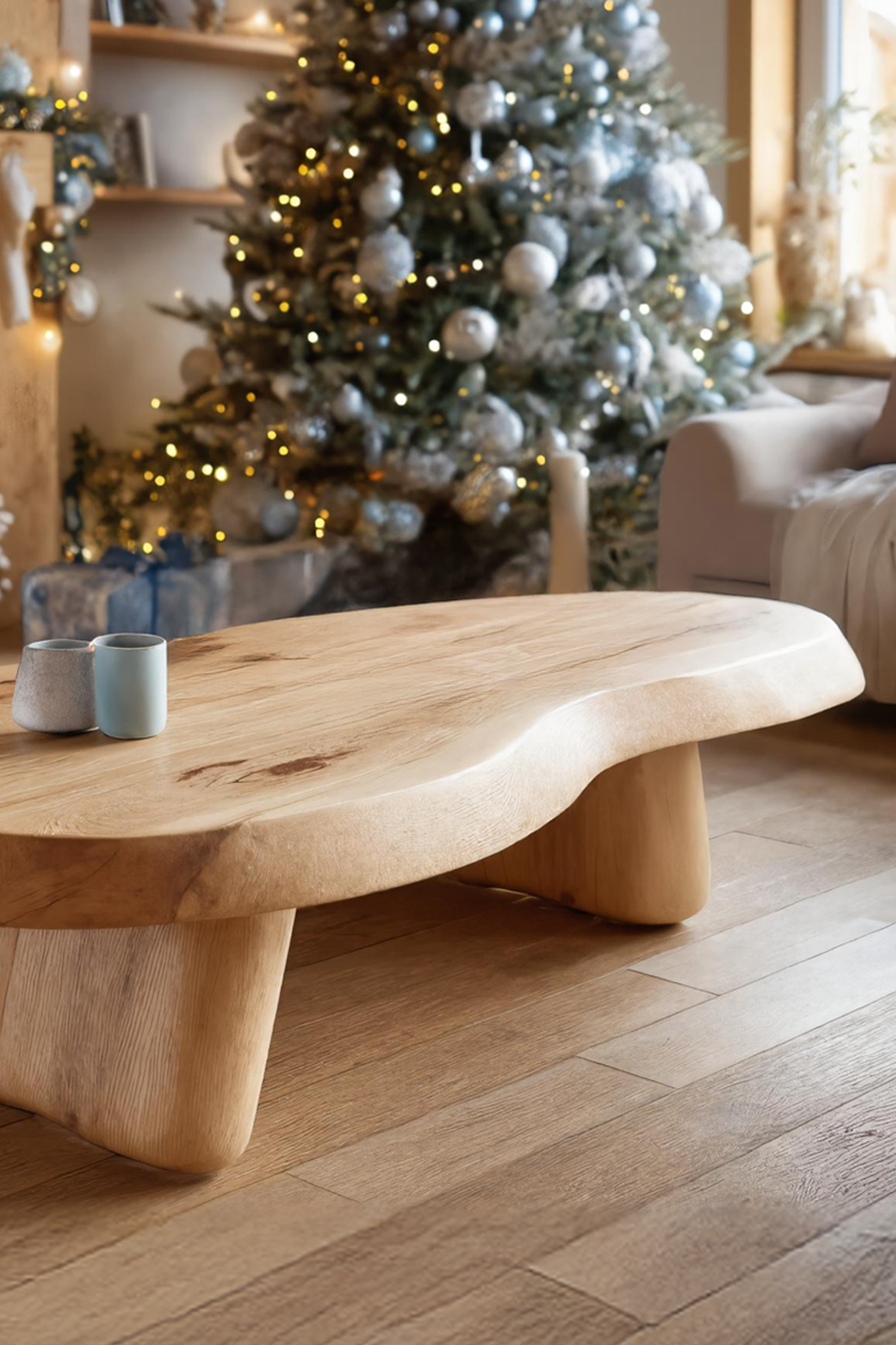 Farmhouse Solid Wood Live Edge Coffee Table For Christmas Decor Ideas SILDTTRCCF027