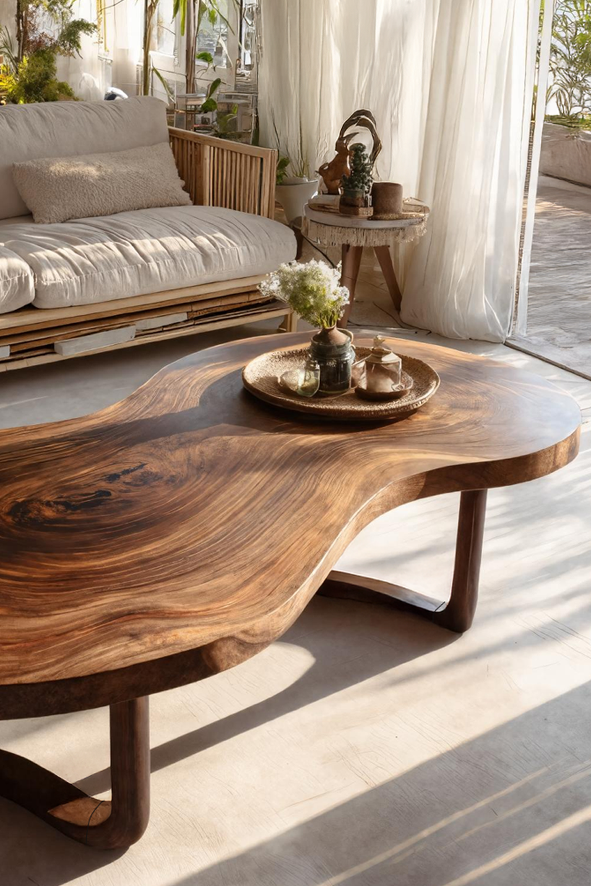 Rustic Wooden Live Edge Coffee Table For Furniture Decor SILDTTRCF031