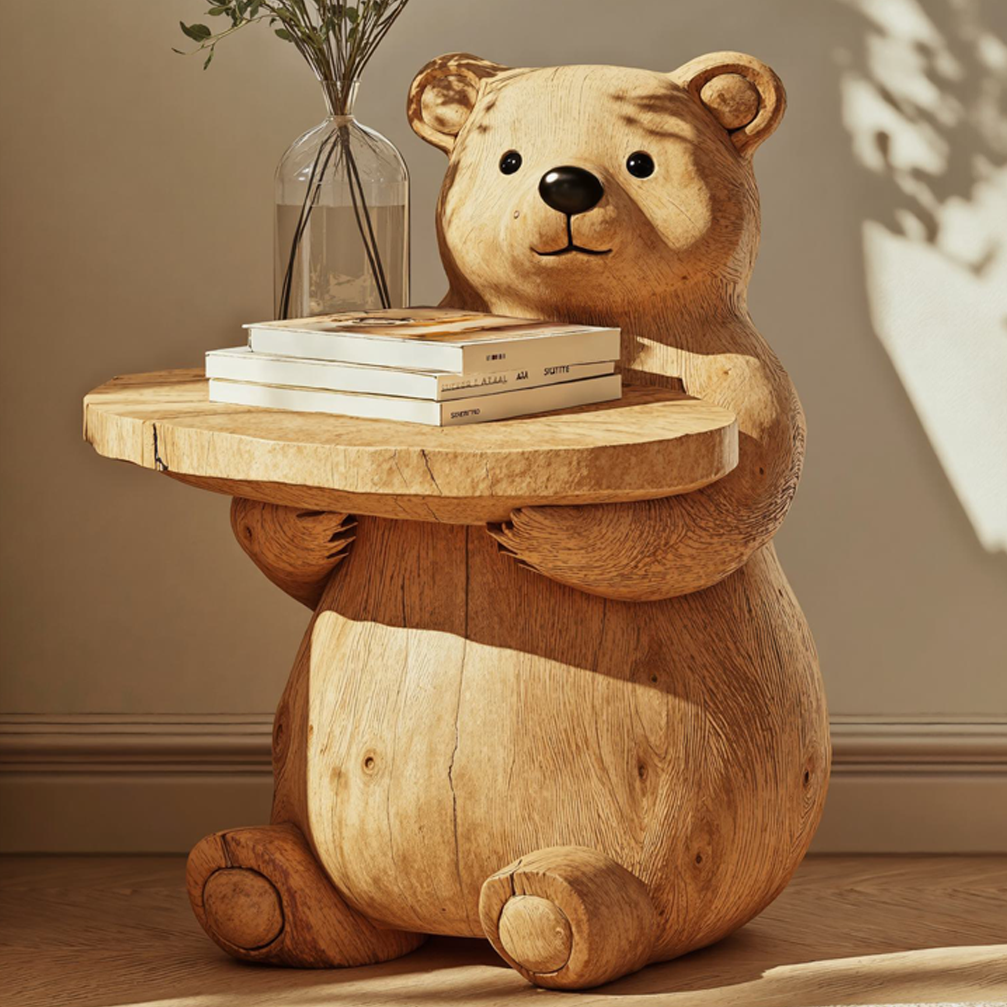 Rustic Wood End Table Bear Side Table SILDTEN075