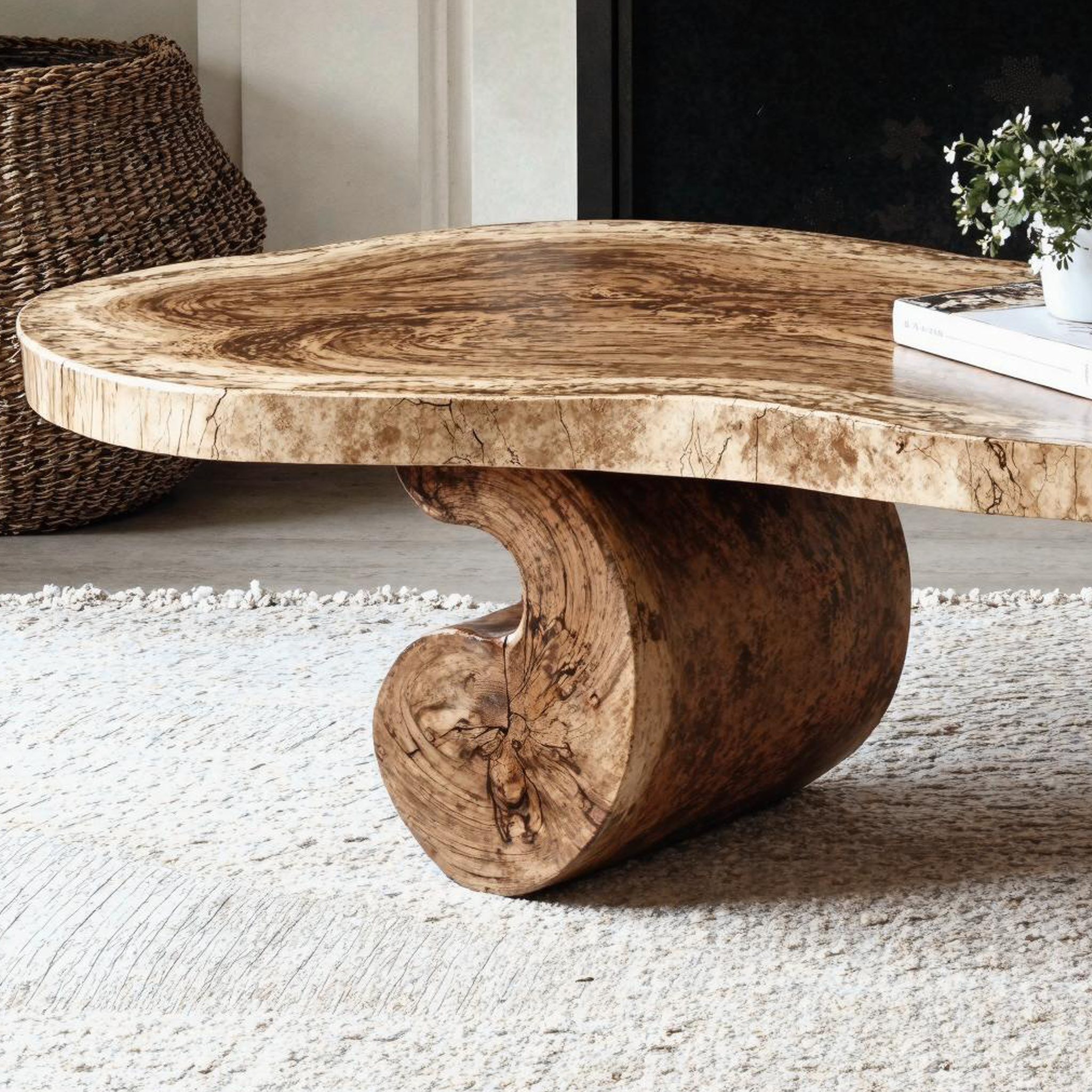 Handmade Live Edge Wood Coffee Table Natural Look SILDTCF103