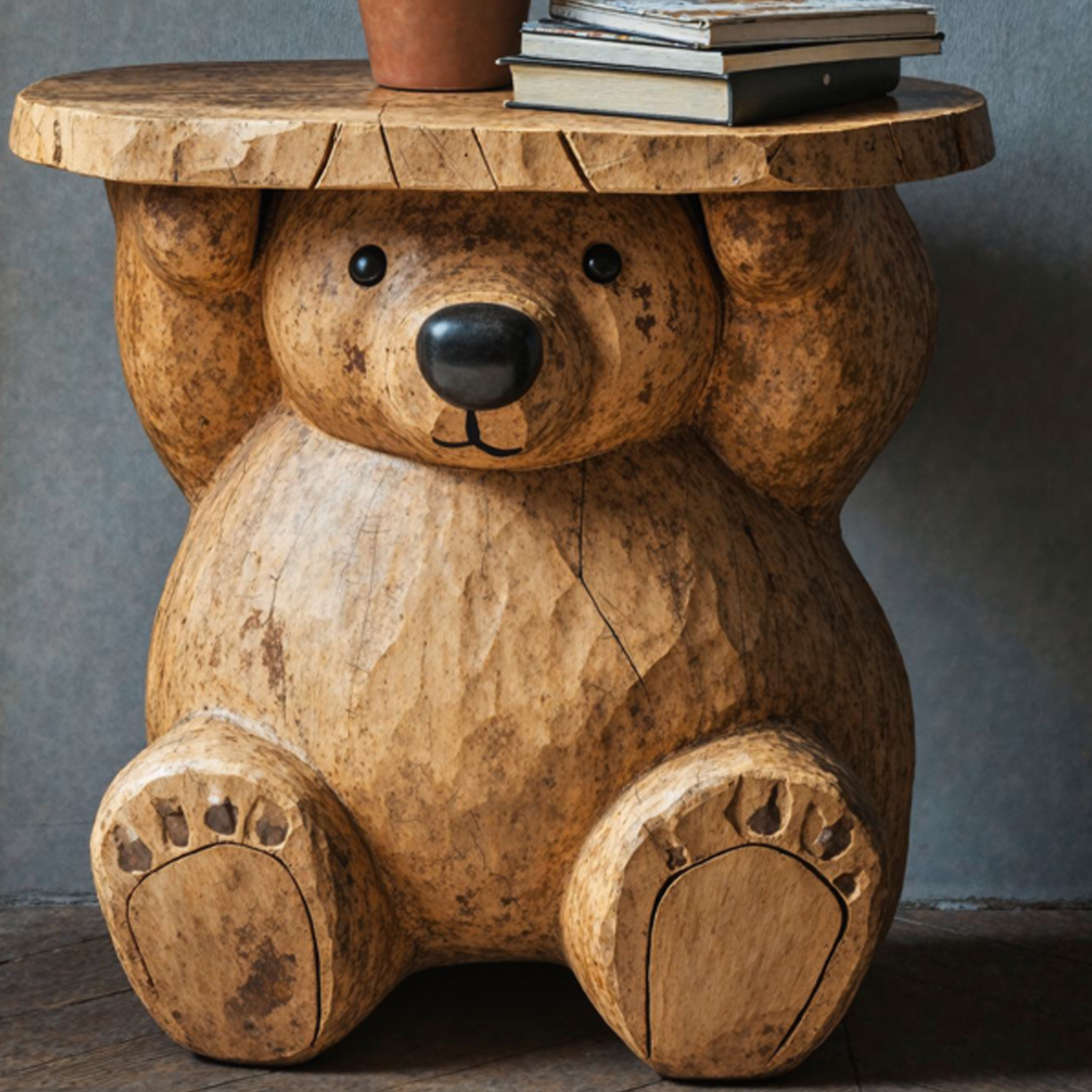 Handcrafted End Table Wood Bear Side Table SILDTEN071