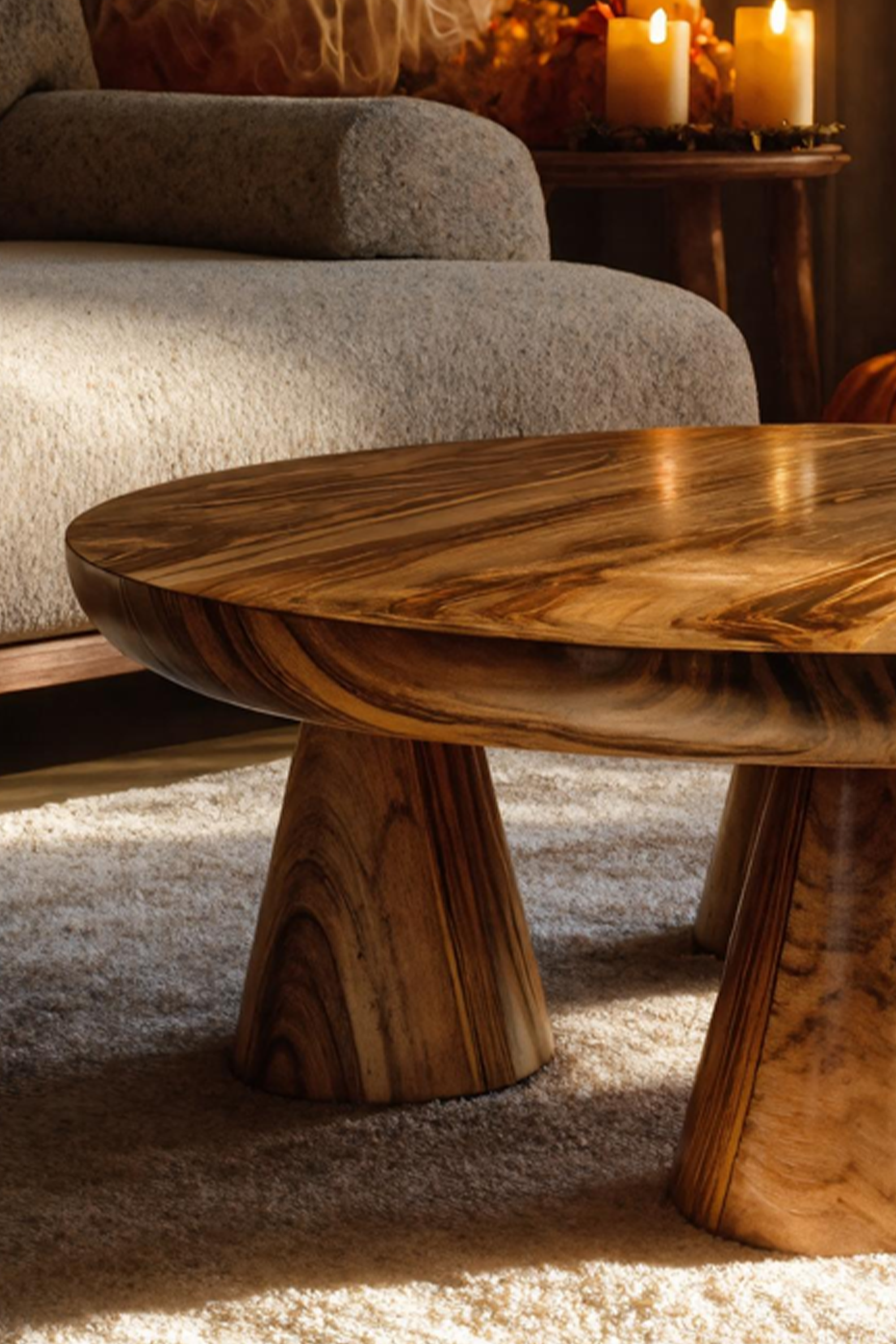 Handcrafted Wooden Live Edge Coffee Table Furniture Decor Pumpkin Season SILDTTNHCF017