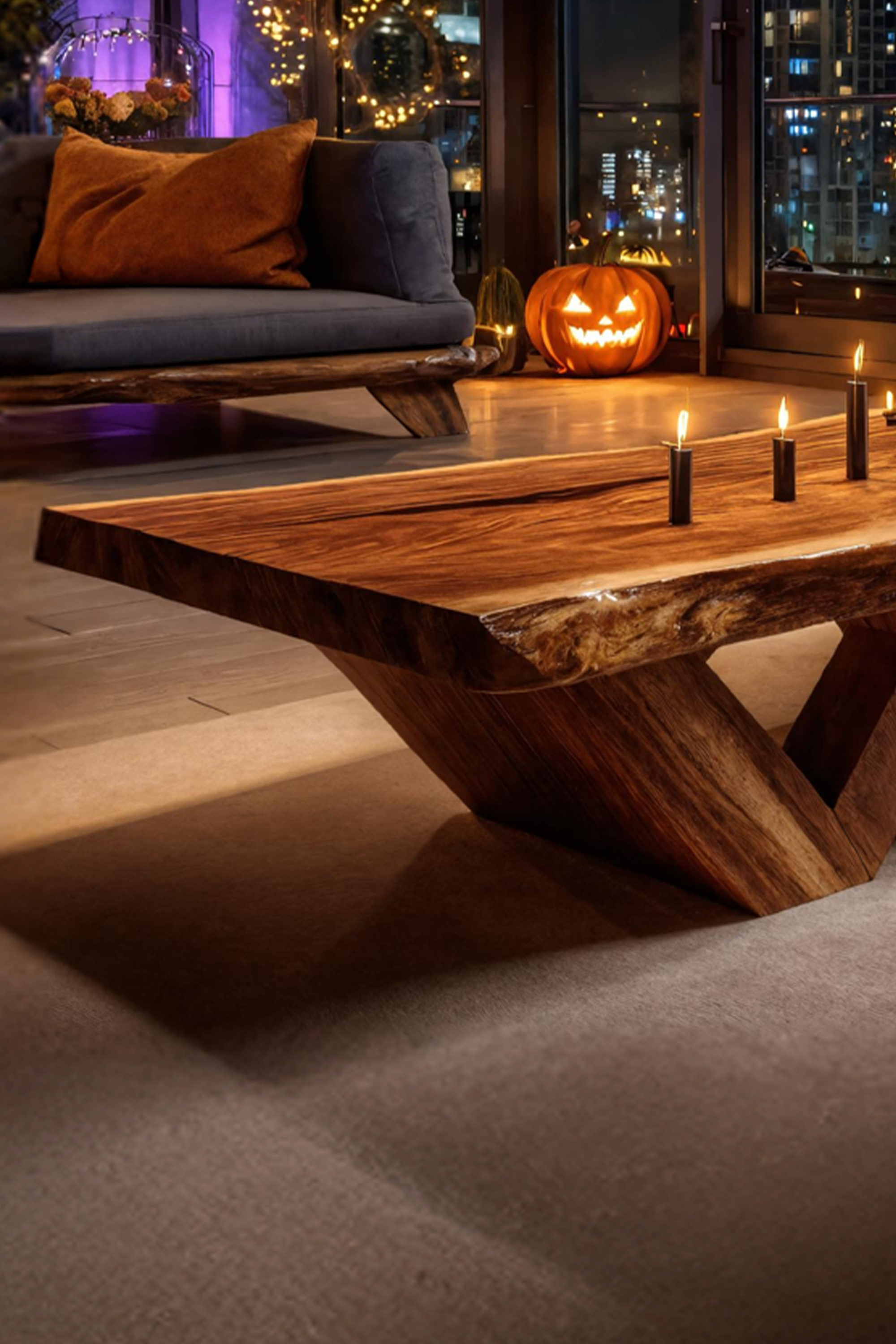 Modern Solid Wood Coffee Table Furniture Decor Pumpkin Autumn Touch SILDTTNHCF040