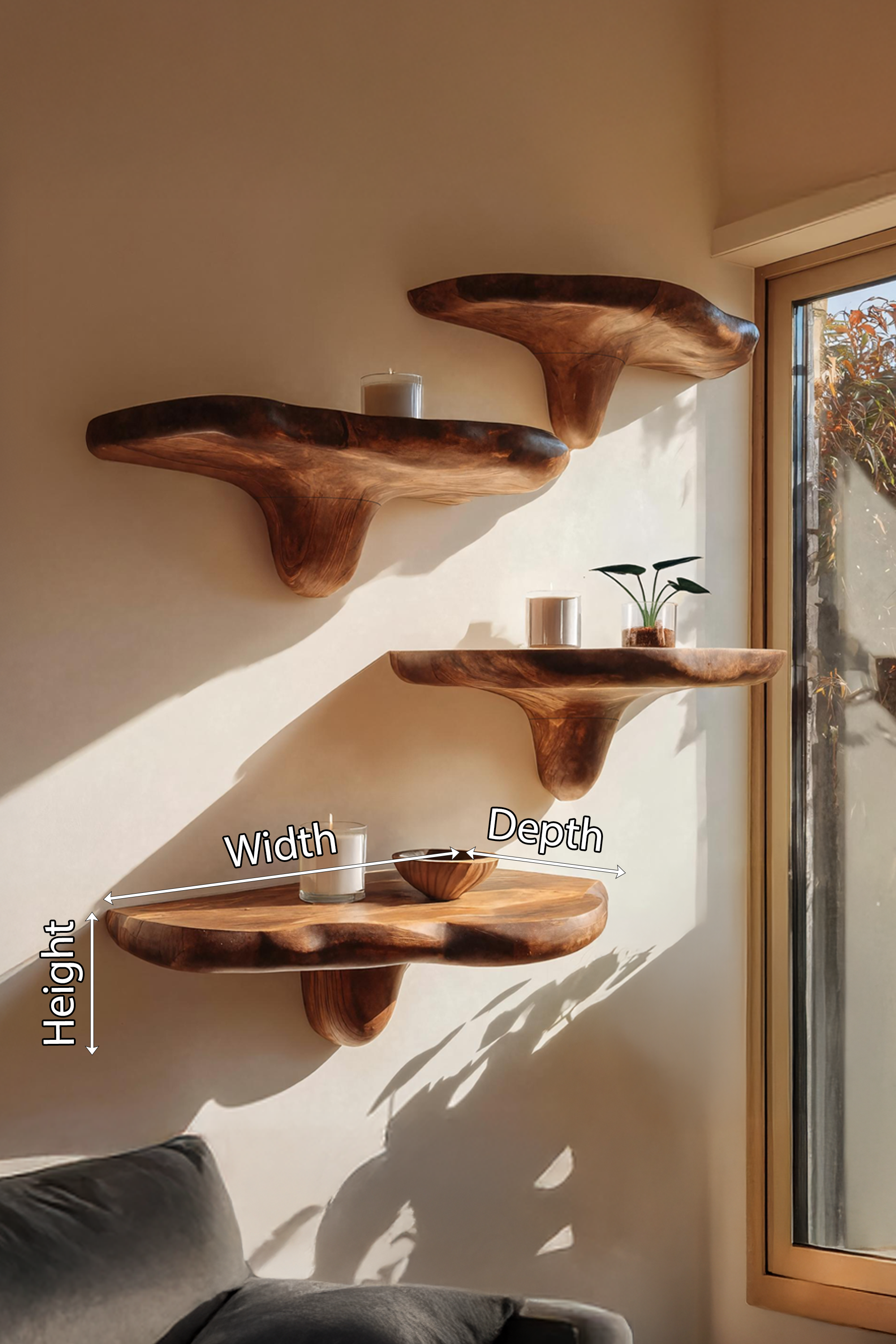 Handcrafted Live Edge Mushroom Shelf For Unique Entryway Design SILDTTNMR010