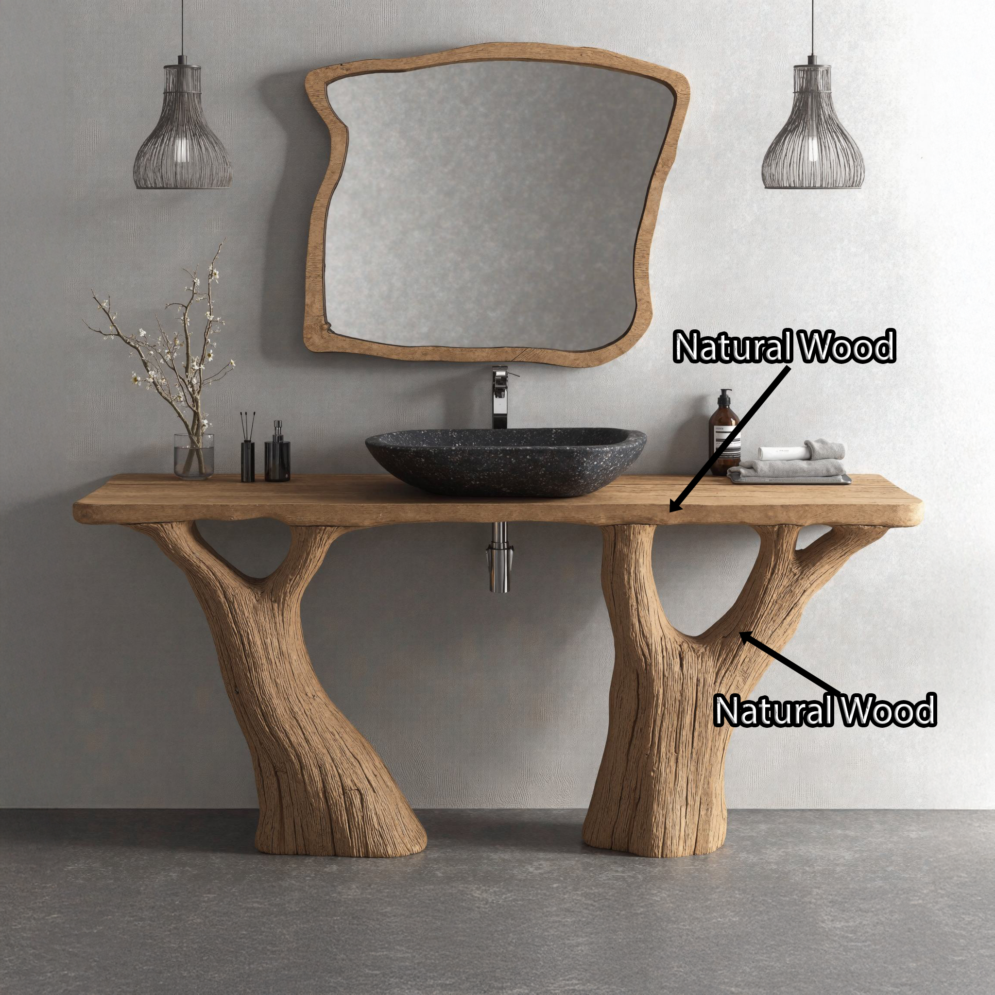 Rustic Floating Wood Vanity Bathroom Sink For Sleek Spaces SILDTBRV096
