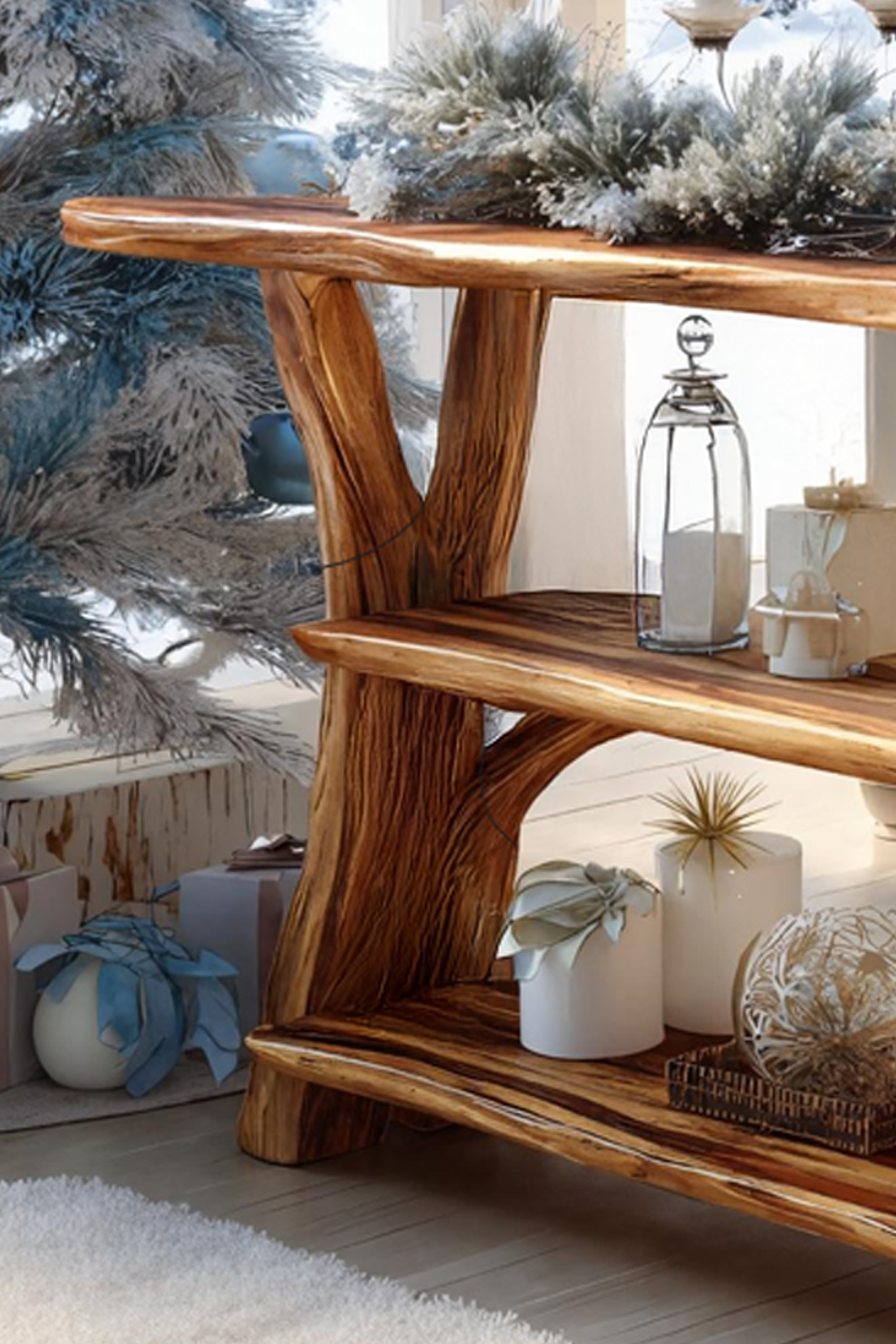 Mid Century Solid Wood Console Table For Entryway Design Holiday Gift Idea SILDTTRCSC005