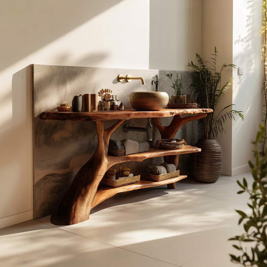 Farmhouse Solid Wood Bathroom Vanity For Cozy Bathroom Design Interior SILDTTRBRV075