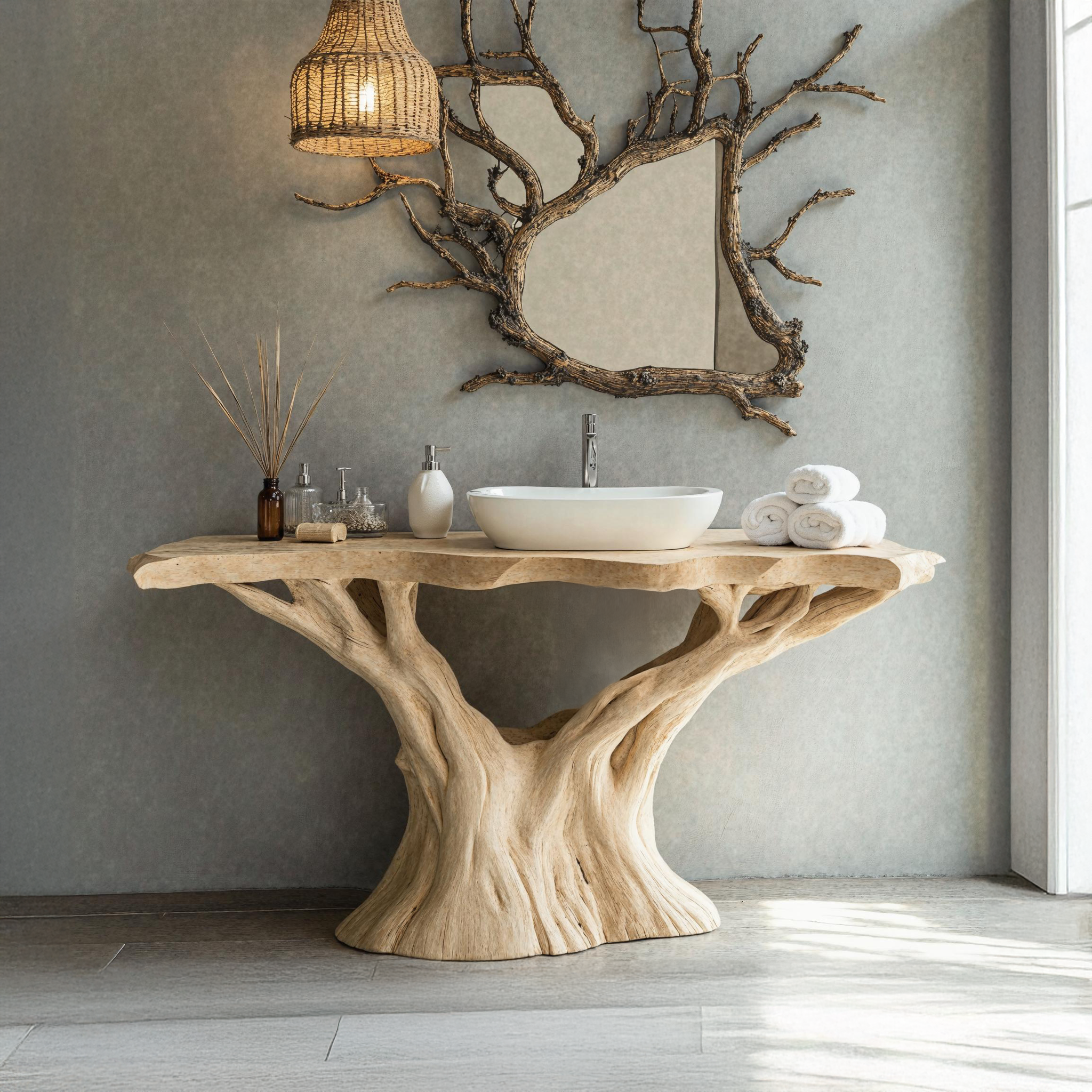 Rustic Live Edge Wood Bathroom Vanity For Eco-Friendly Bathrooms SILDTBRV136