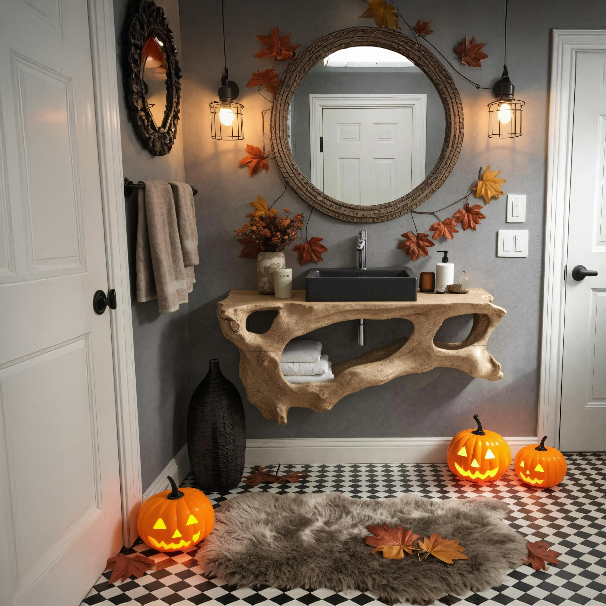 Mid Century Solid Wood Vanity For Bathroom Halloween Furniture SILDTTNHBV002