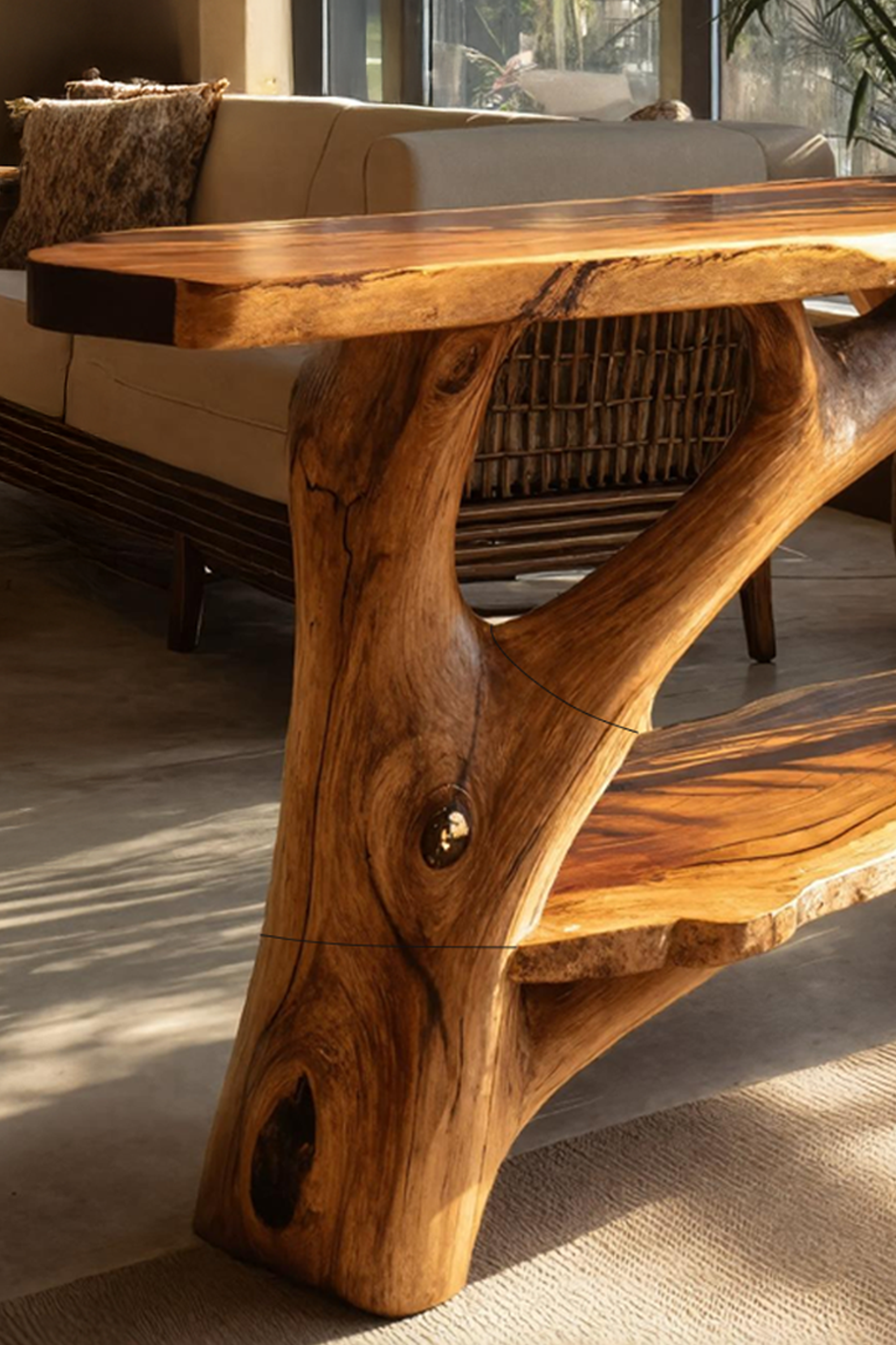 Mid Century Wooden Live Edge Console Table For Entryway Design SILDTTRCS028