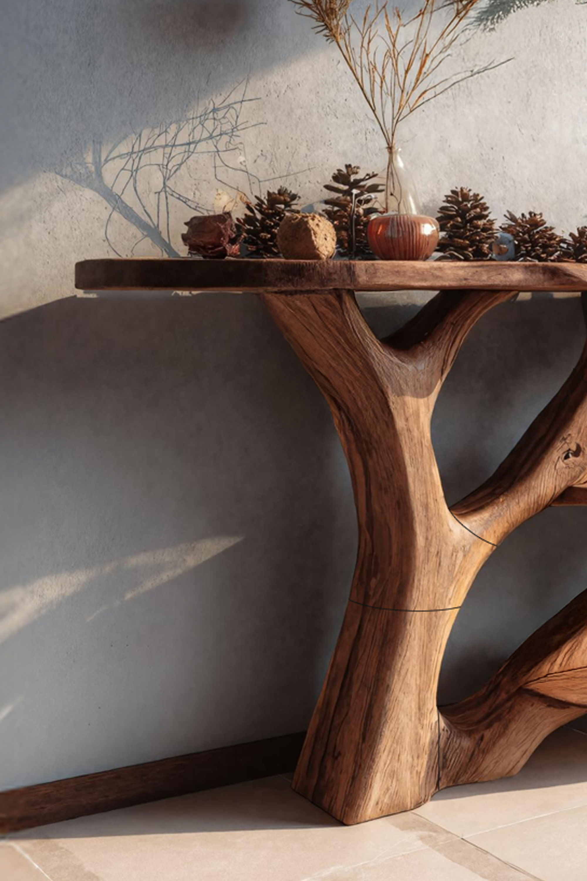 Handcrafted Live Edge Entryway Table For Seasonal Holiday Xmas Living Room SILDTTRCSC019