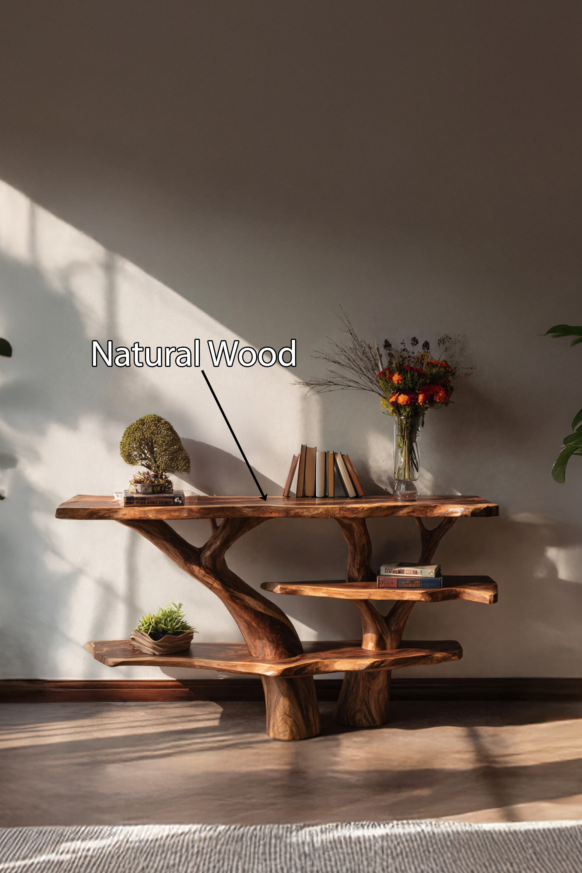 Farmhouse Live Edge Entryway Table For Bedroom Country Style Decor SILDTTNCS027