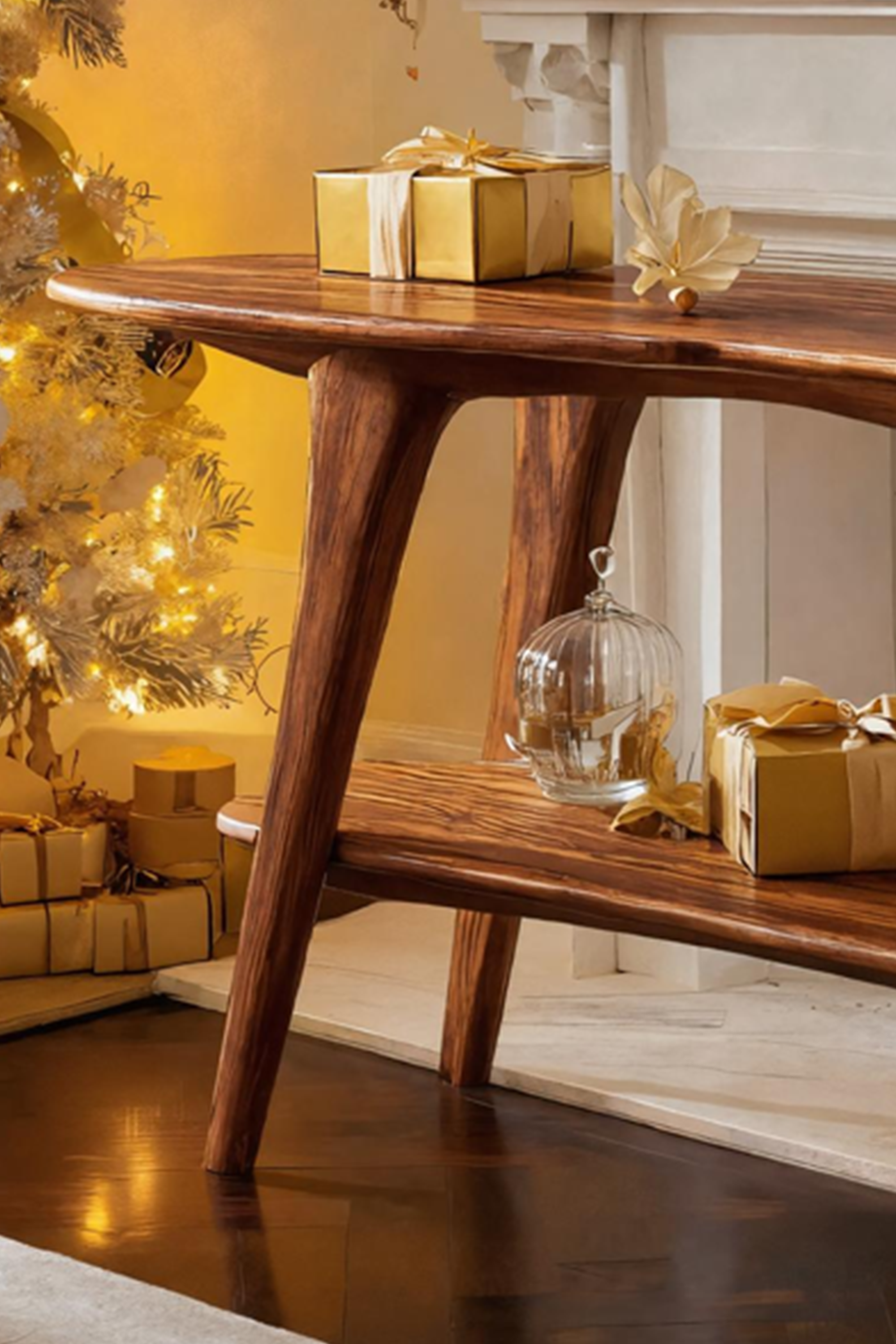 Mid Century Wooden Live Edge Console Table For Entryway Design Christmas SILDTTRCSC001